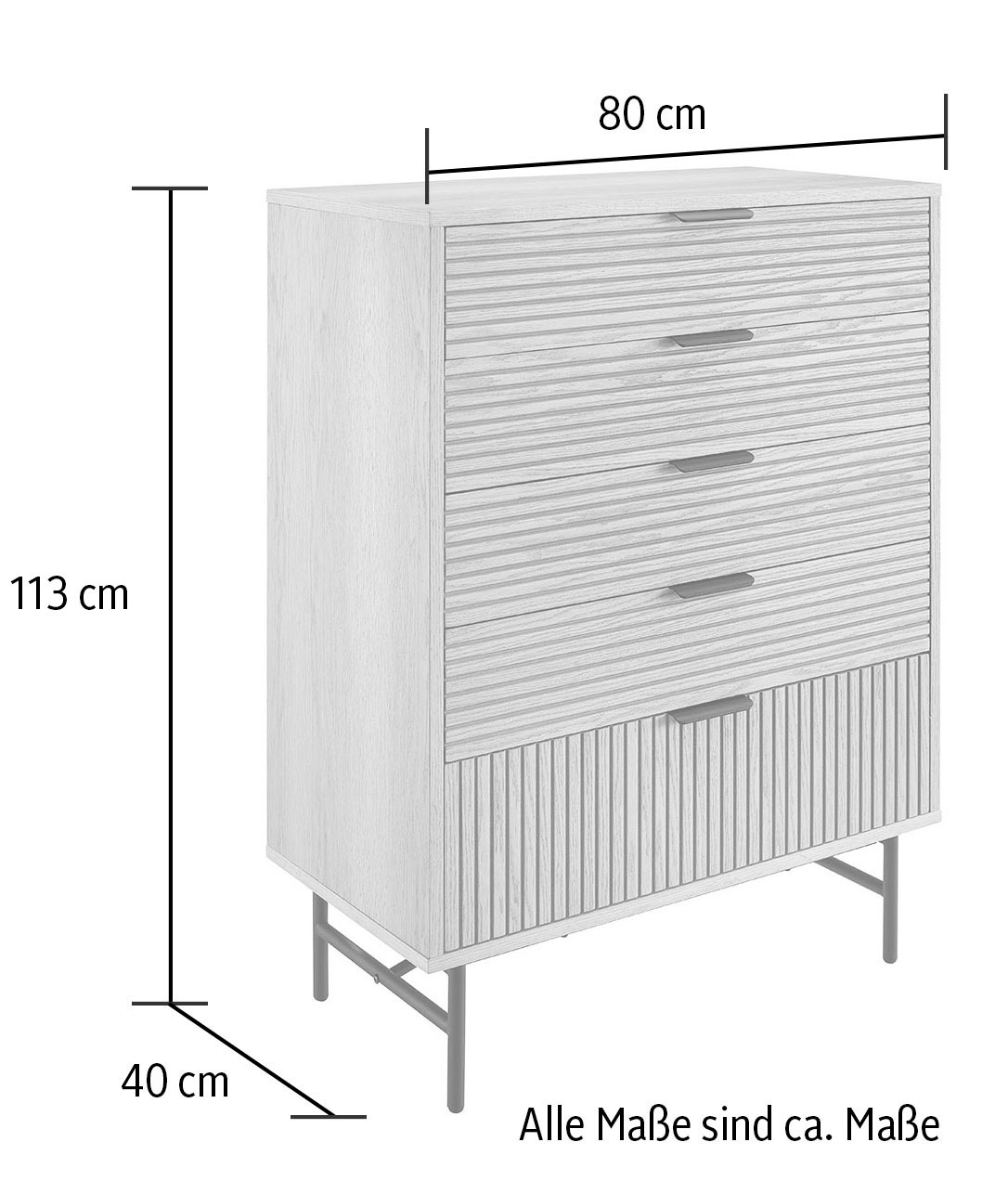 SalesFever Kommode »Visby Designer Sideboard mit Stil«, Eiche Echtholzfurnier