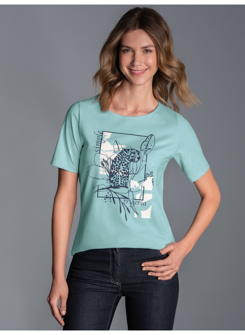 Trigema T-Shirt »TRIGEMA T-Shirt mit floralem Leo-Print« 1 Stk.