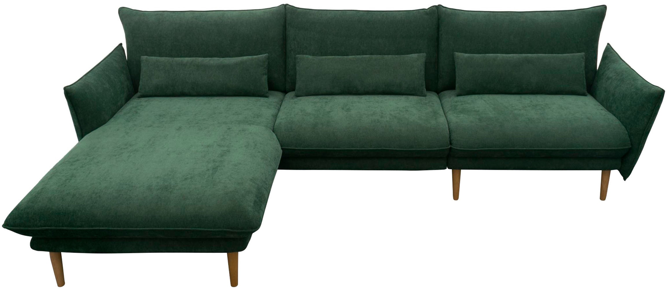 DOMO collection Ecksofa »Leuven modern mit schmalen Armlehnen, Breite 282 cm, L-Form«, angenehm feste Polsterung, bodenfrei, 19 cm hohe Holzfüsse