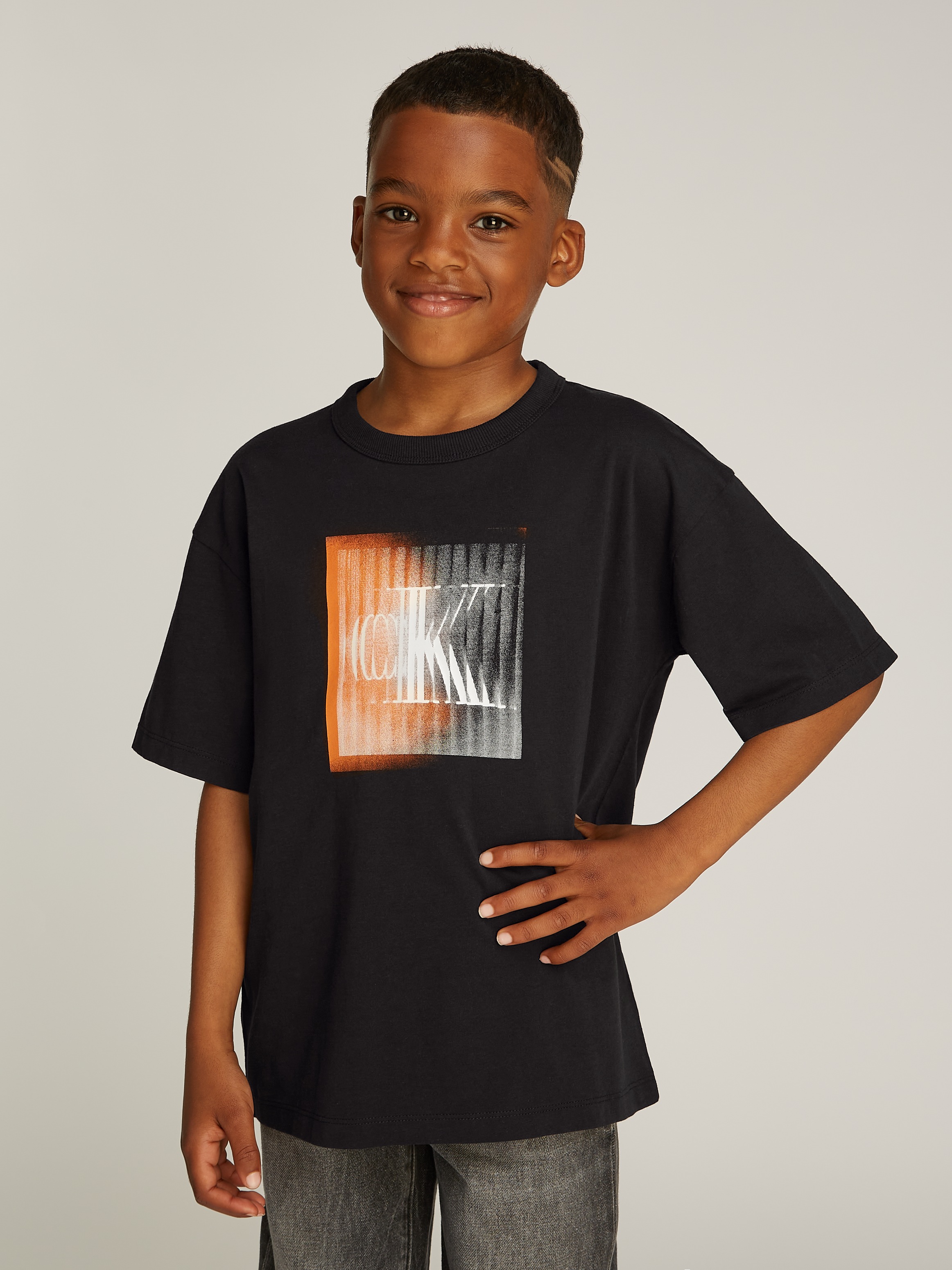 Calvin Klein Jeans Rundhalsshirt »LARGE SHIFTED CK SS T-SHIRT« für Kinder bis 16 Jahre mit Logoprägung