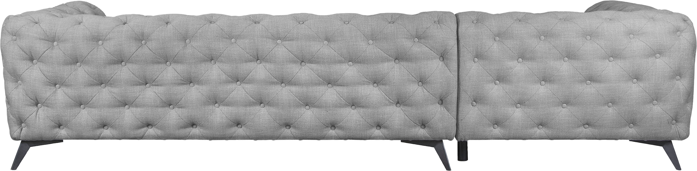 Leonique Chesterfield-Sofa »Ecksofa GLYNIS L-Form mit Wellenunterfederung, Masse B/T/H 323/264/75cm«, aufwändige Knopfheftung, moderne Chesterfield Optik, Fussfarbe wählbar