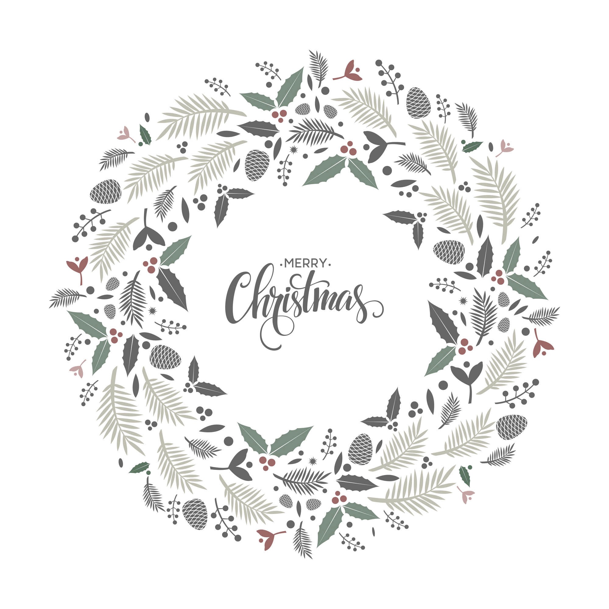 queence Dekokissen »Lavendel«, Kissenhülle,Merry Christmas,Weiss,Kranz,Weihnachten,Festlich,Dekorativ