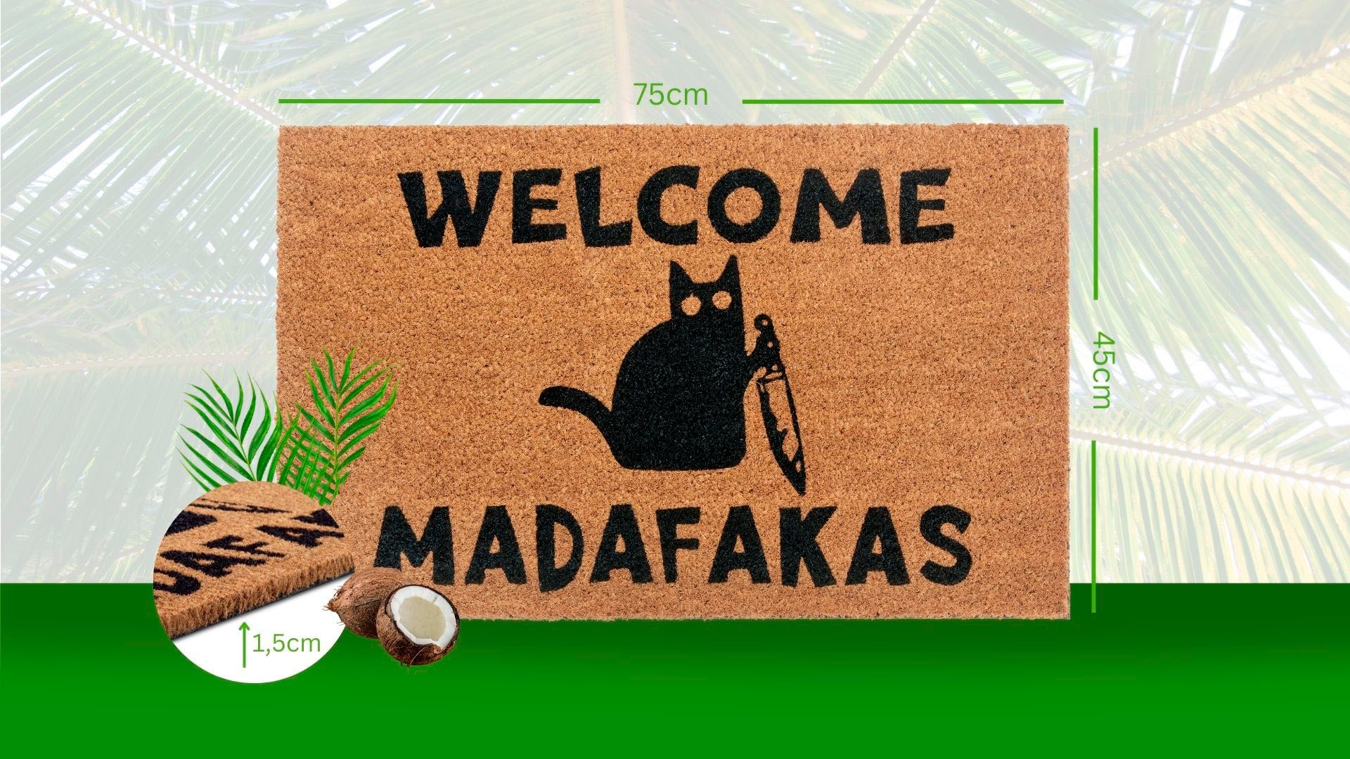 HANSE Home Fussmatte »Mix Mats Kokos Welcome Madafakas«, rechteckig, Kokos, Schmutzfangmatte, Outdoor, Rutschfest, Innen, Kokosmatte, Flur