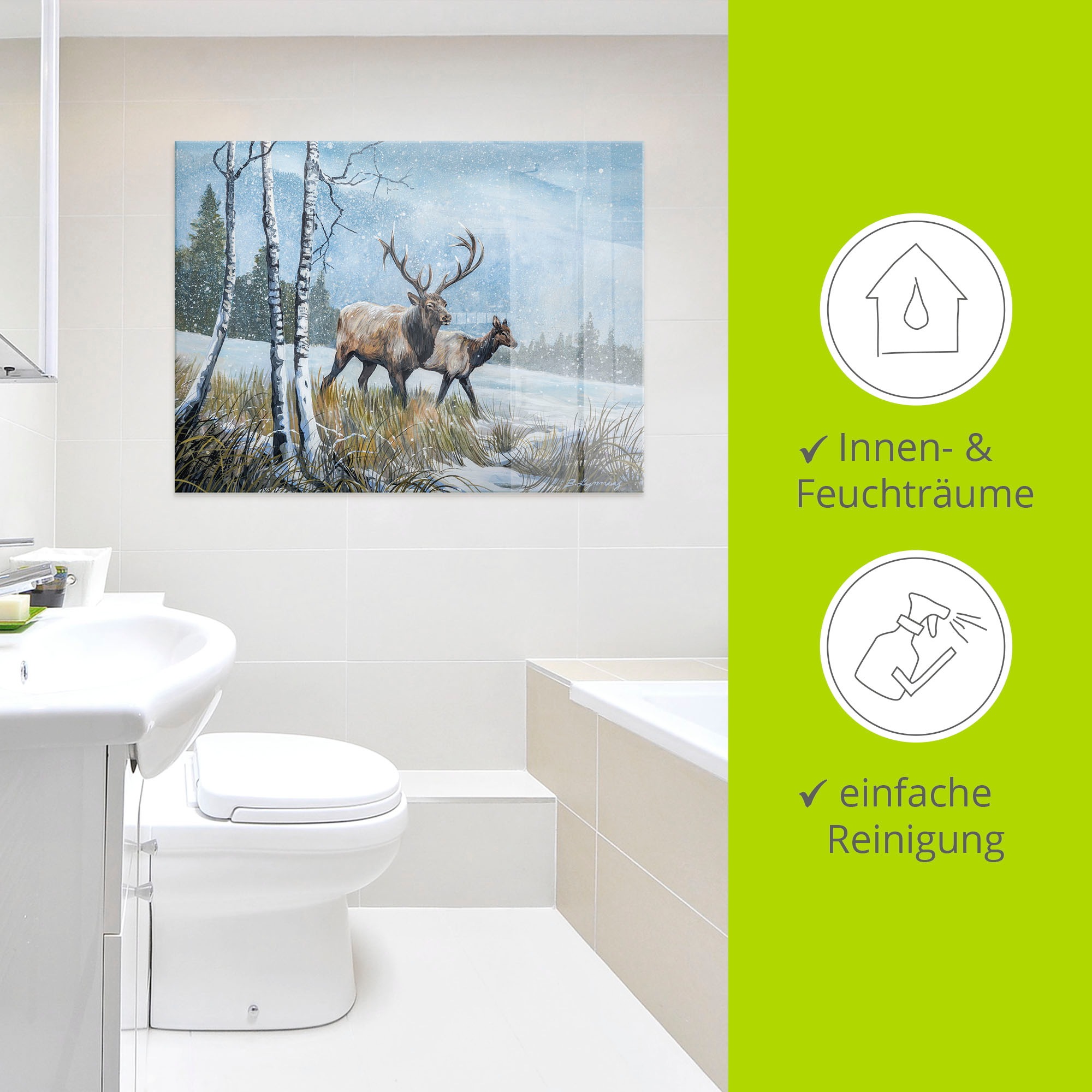 Artland Glasbild »Hirsch Reise IV«, Wildtiere, (1 St.), in verschiedenen Grössen