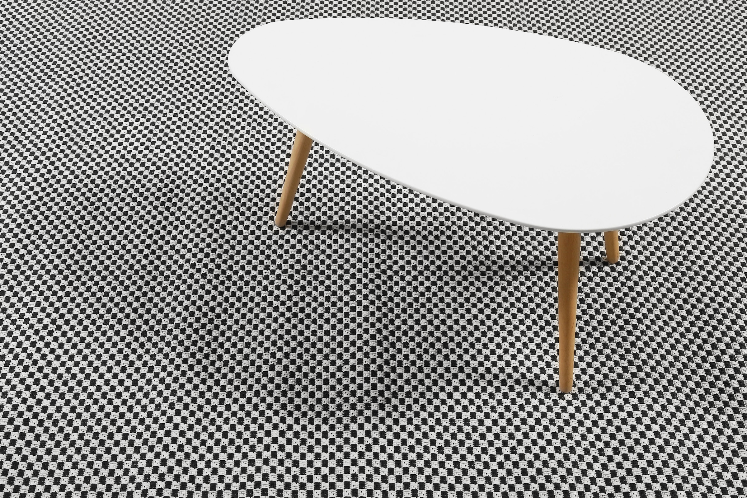 Esprit Outdoorteppich »Raccoon,  ESP-22557«, rechteckig, 4 mm Höhe, Läufer, wetterfest,schwarz weiss kariert, ideal für Balkon, Terrasse
