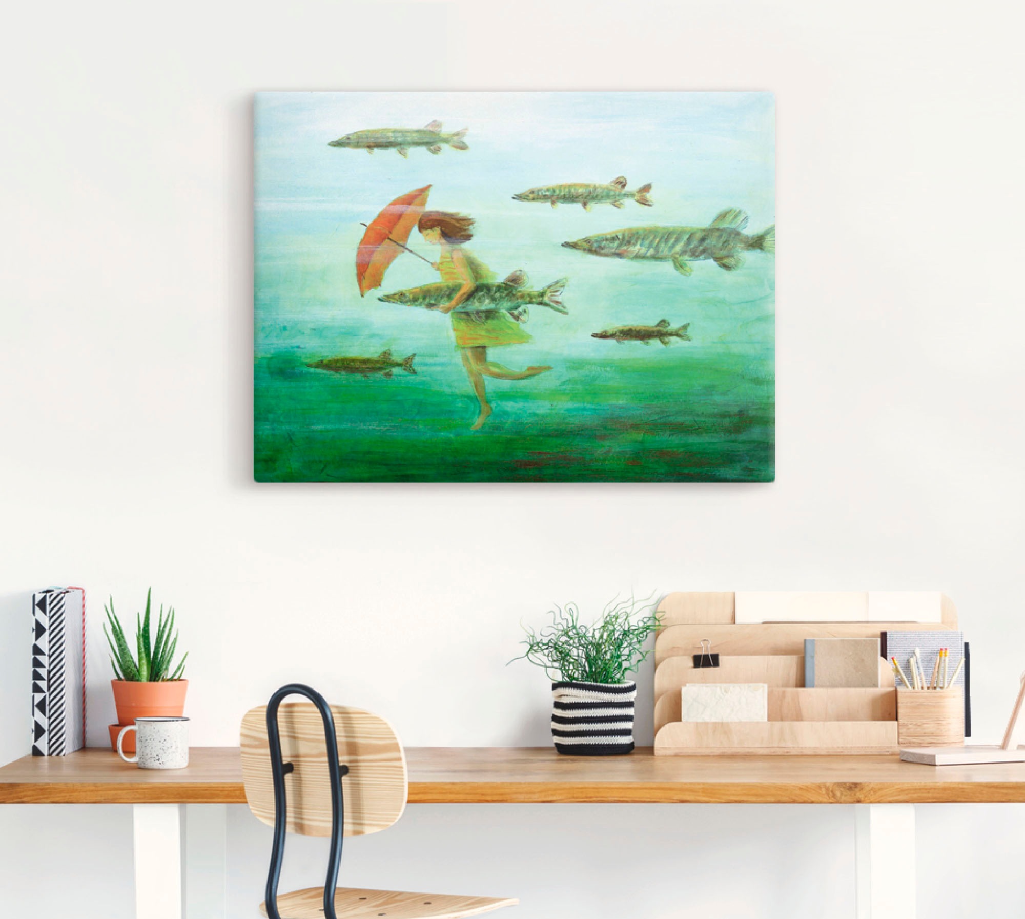 Artland Wandbild »Es zieht wie Hechtsuppe«, Wassertiere, (1 St.), als Leinwandbild, Wandaufkleber oder Poster in versch. Grössen