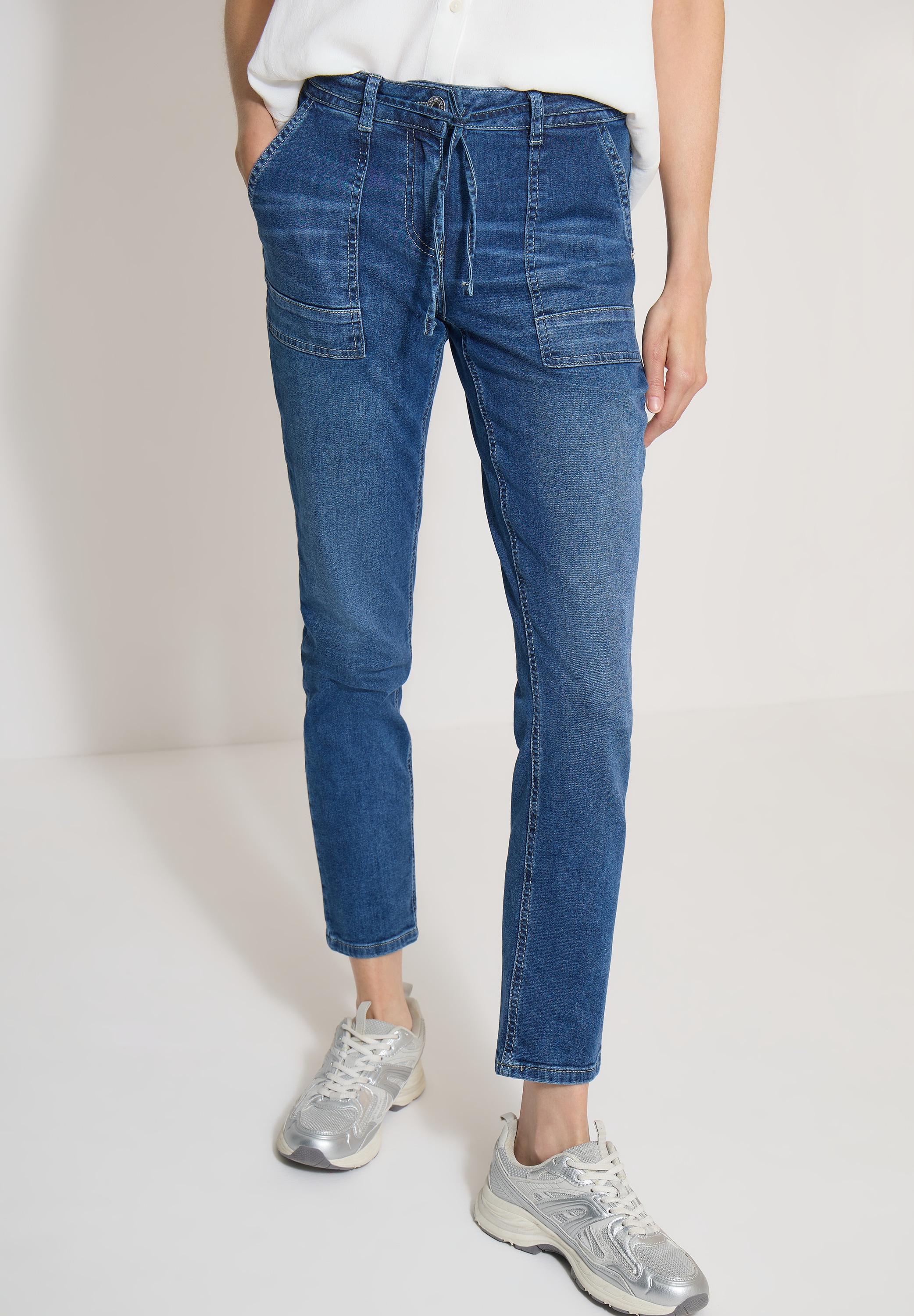Cecil Straight-Jeans "Style Scarlett" mit Gürteldetail zum Binden / Stretch