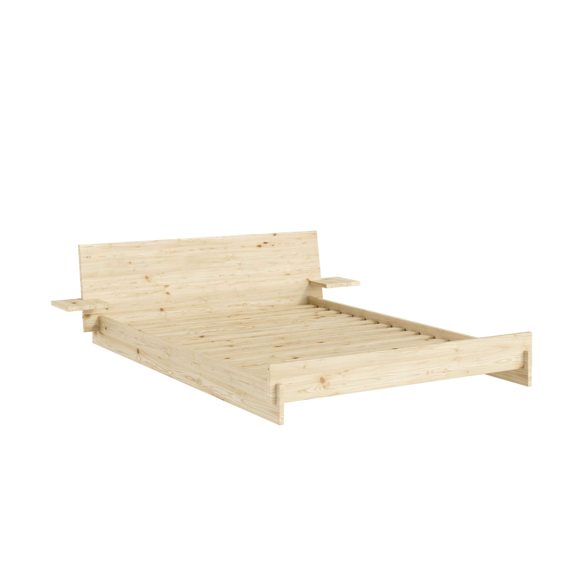 Karup Design Bettgestell "Latch Bed mit Kopfteil, FSC-zertifiziertes Massivholz, Made in Europe" mit 2 Ablagen, inklusive Lattenrost, ohne Matratze, massive Qualität