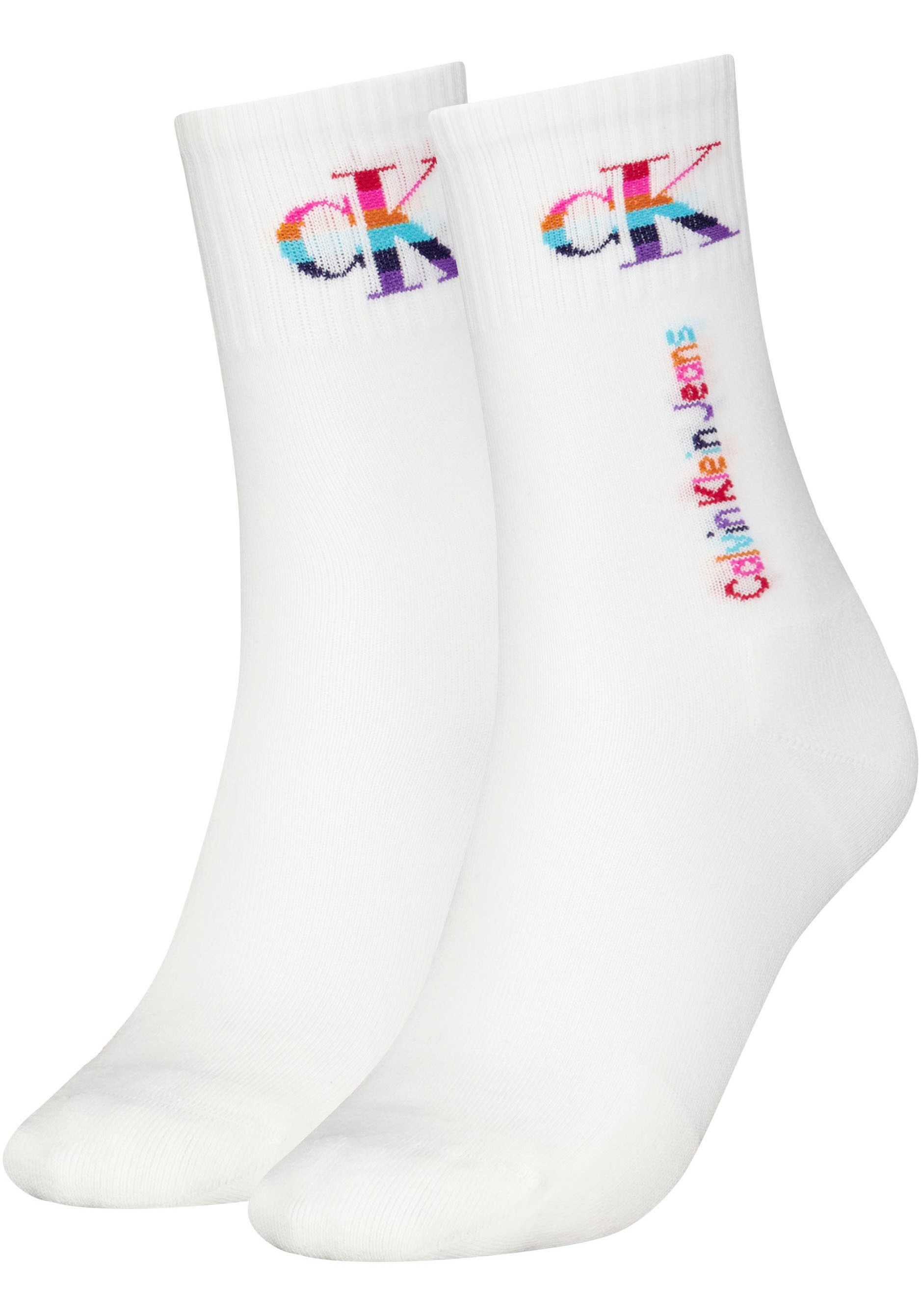 Calvin Klein Socken »CKJ WOMEN SOCKS PRIDE« Packung, 2 Stk. tlg. mit Regenbogen-Logo