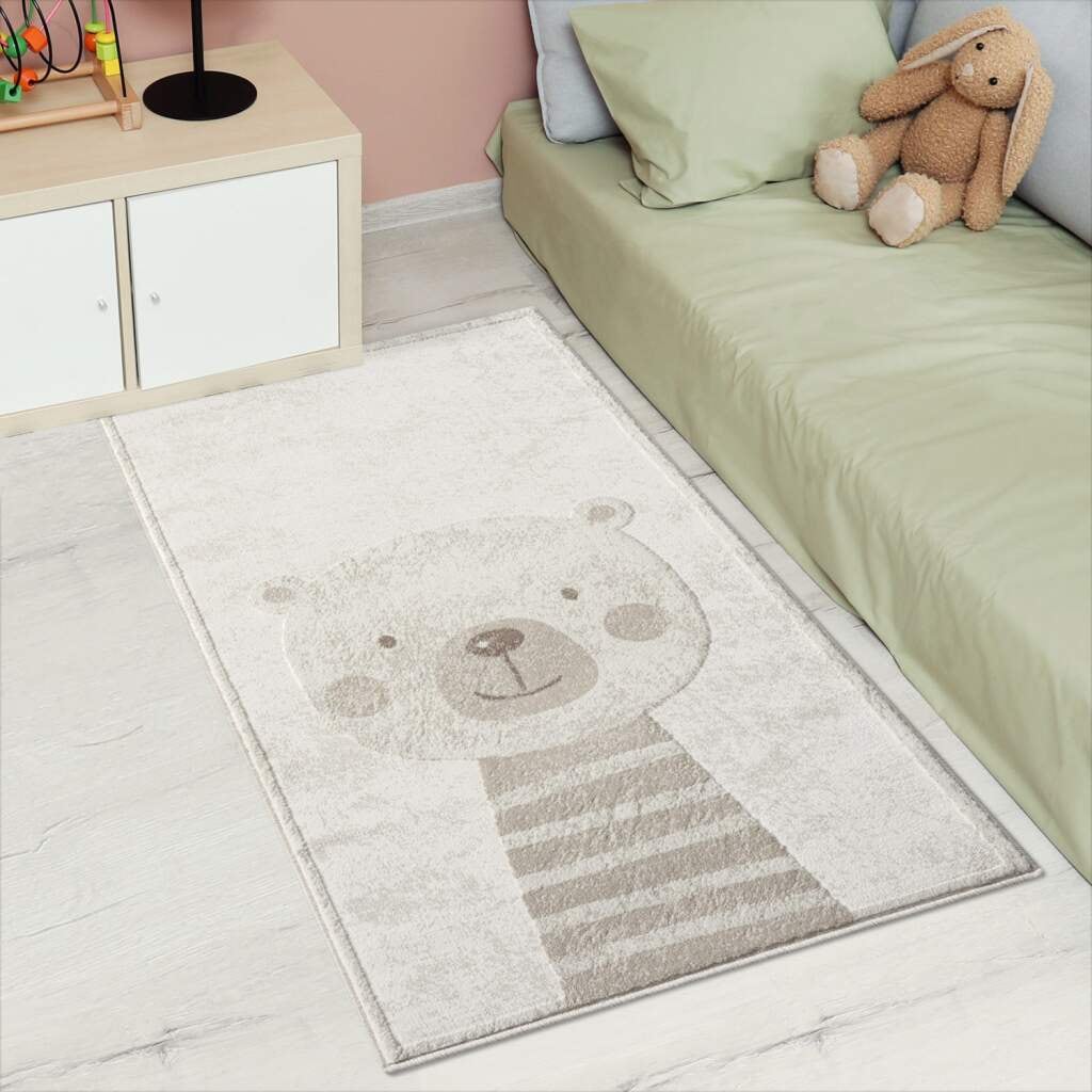 Carpet City Kinderteppich »MARA710«, rechteckig, Kinderzimmer Teppich Tiere Beige Spielzimmer