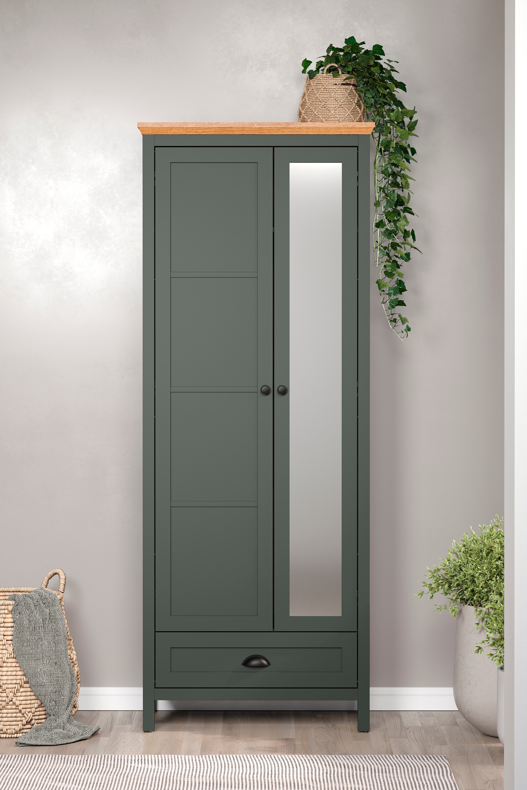 Home affaire Garderobenschrank »Vienna«, (1 St.), Kleiderschrank mit ausziehbarer Kleiderstange - (B/T/H) 77/39/198 cm