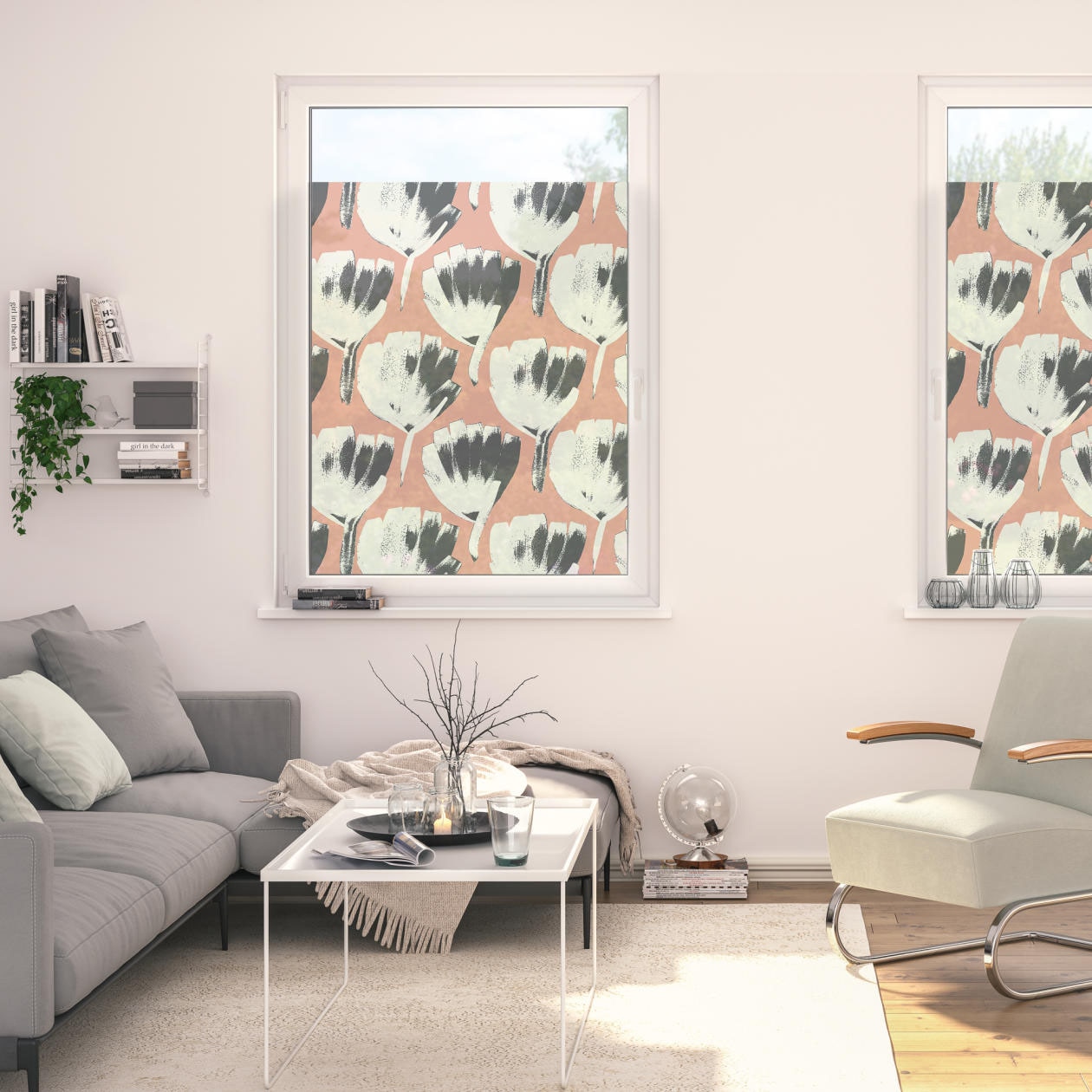 Fensterfolie »Fensterfolie selbstklebend, Sichtschutz, Jumbo Flowers on salmon - Rot«,...