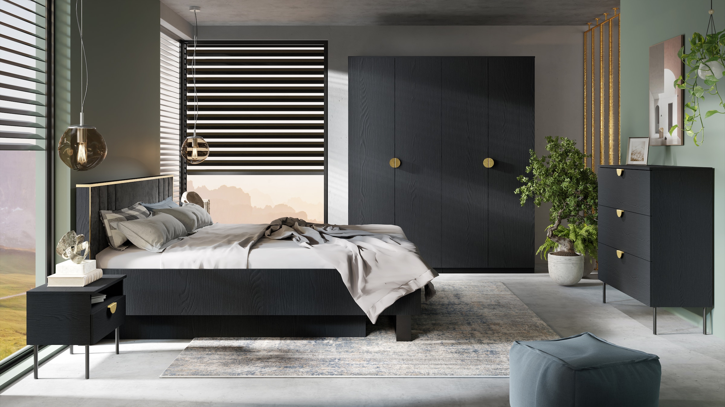 Leonique Kommode »BELLOT Sideboard mit 3 Schubladen, Masse B/T/H: 100/40/107 cm«, auf Metallfüssen, mit goldfarbenenen Metallgriffe