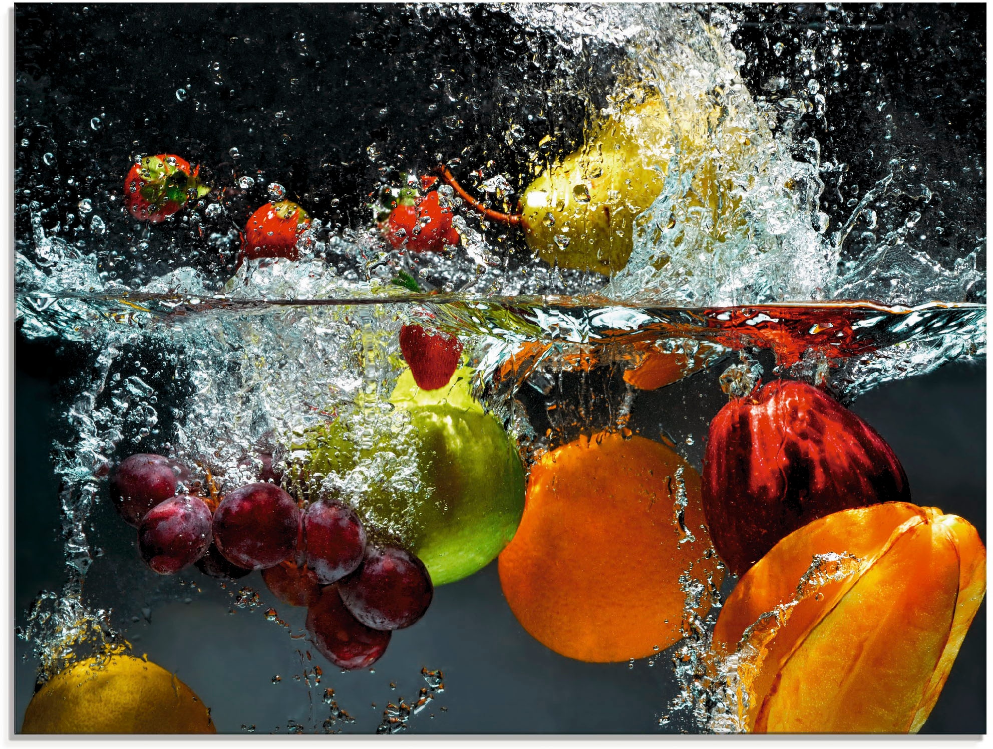 Artland Glasbild »Spritzendes Obst auf dem Wasser«, Lebensmittel, (1 St.), in verschiedenen Grössen