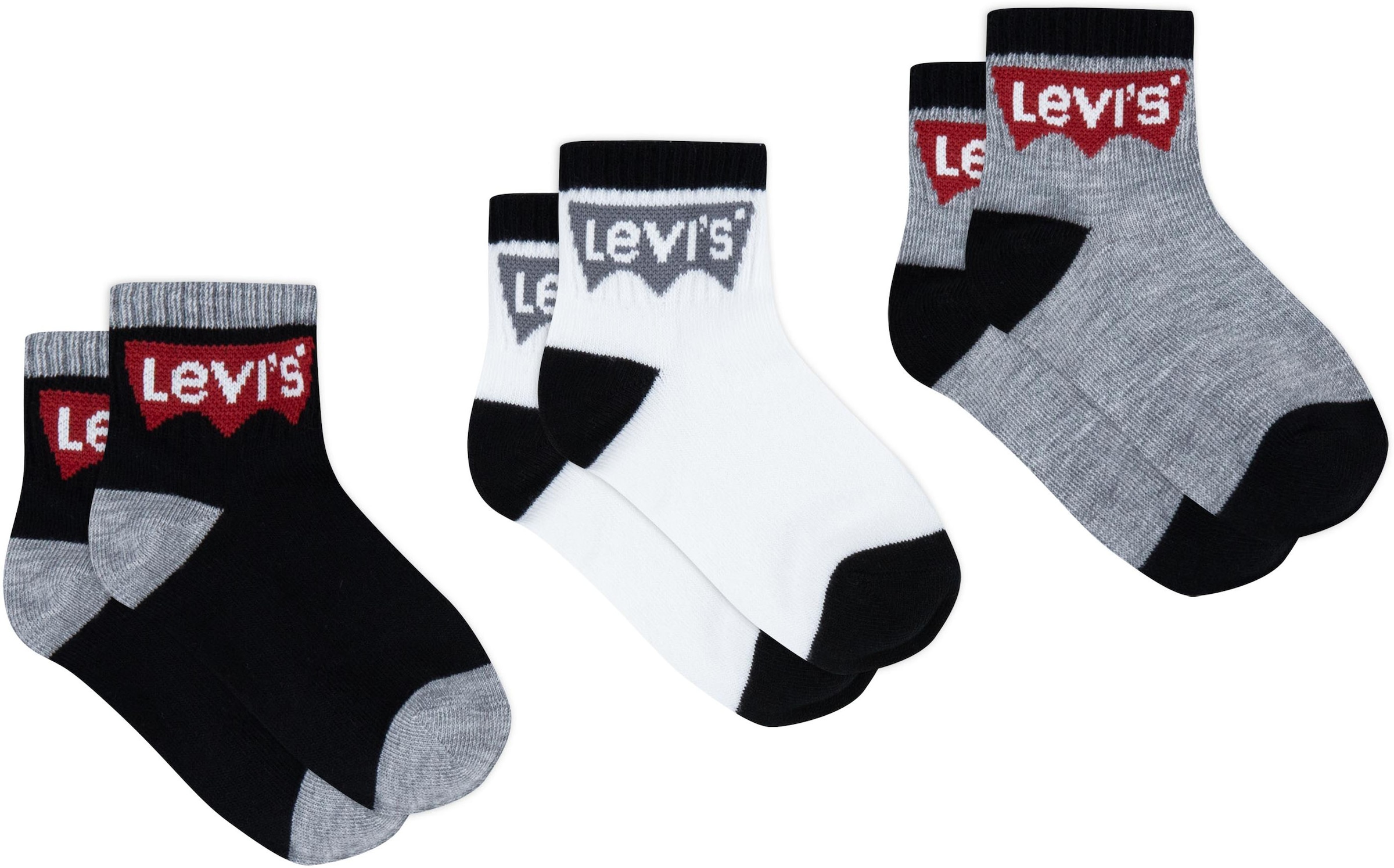 Levi's® Kids Socken »BATWING MID CUT3PK«, (Packung, 3 Paar), im 3er-Pack