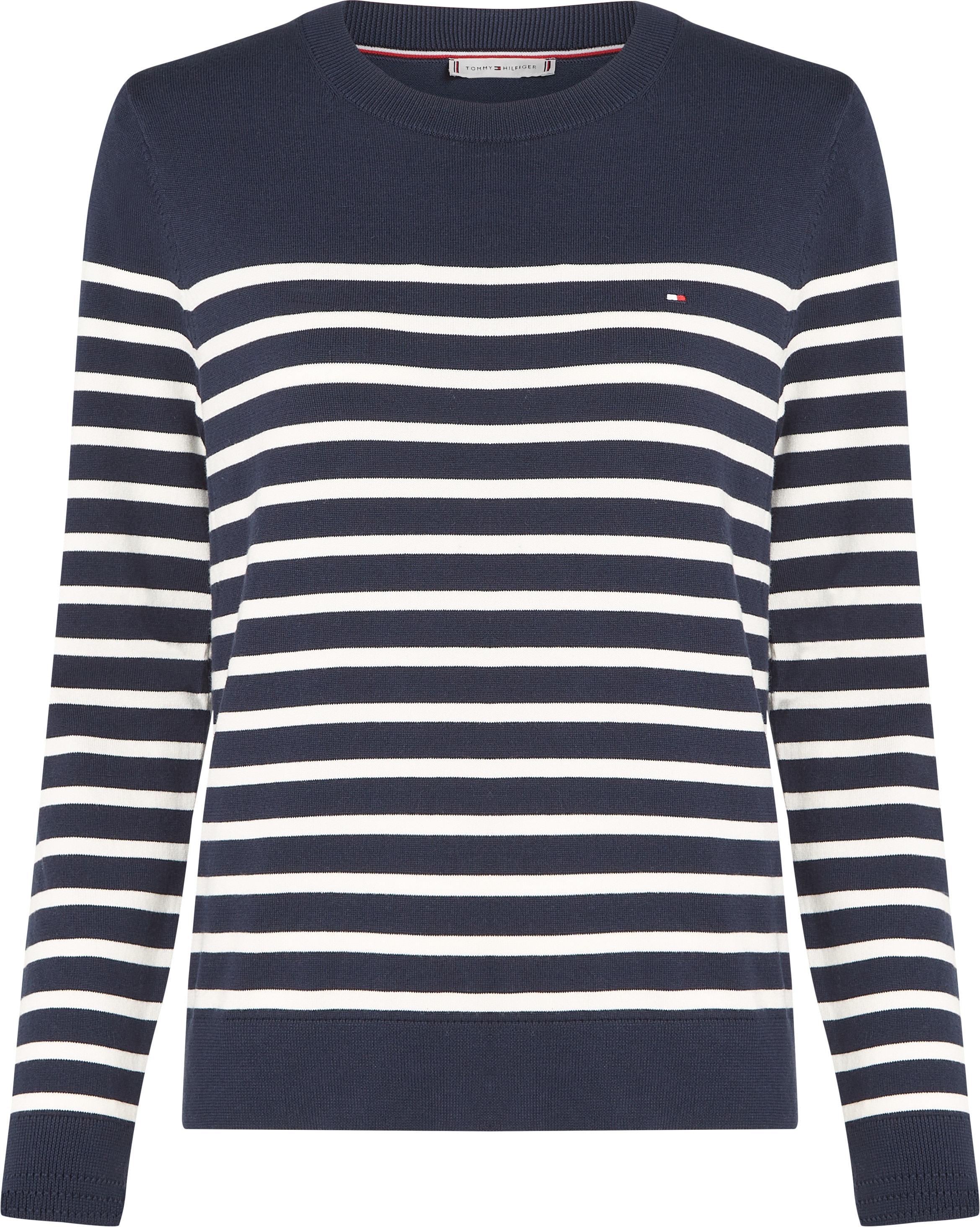 Tommy Hilfiger Rundhalspullover »CO JERSEY STITCH LS C-NK SWT«, mit Logostickerei