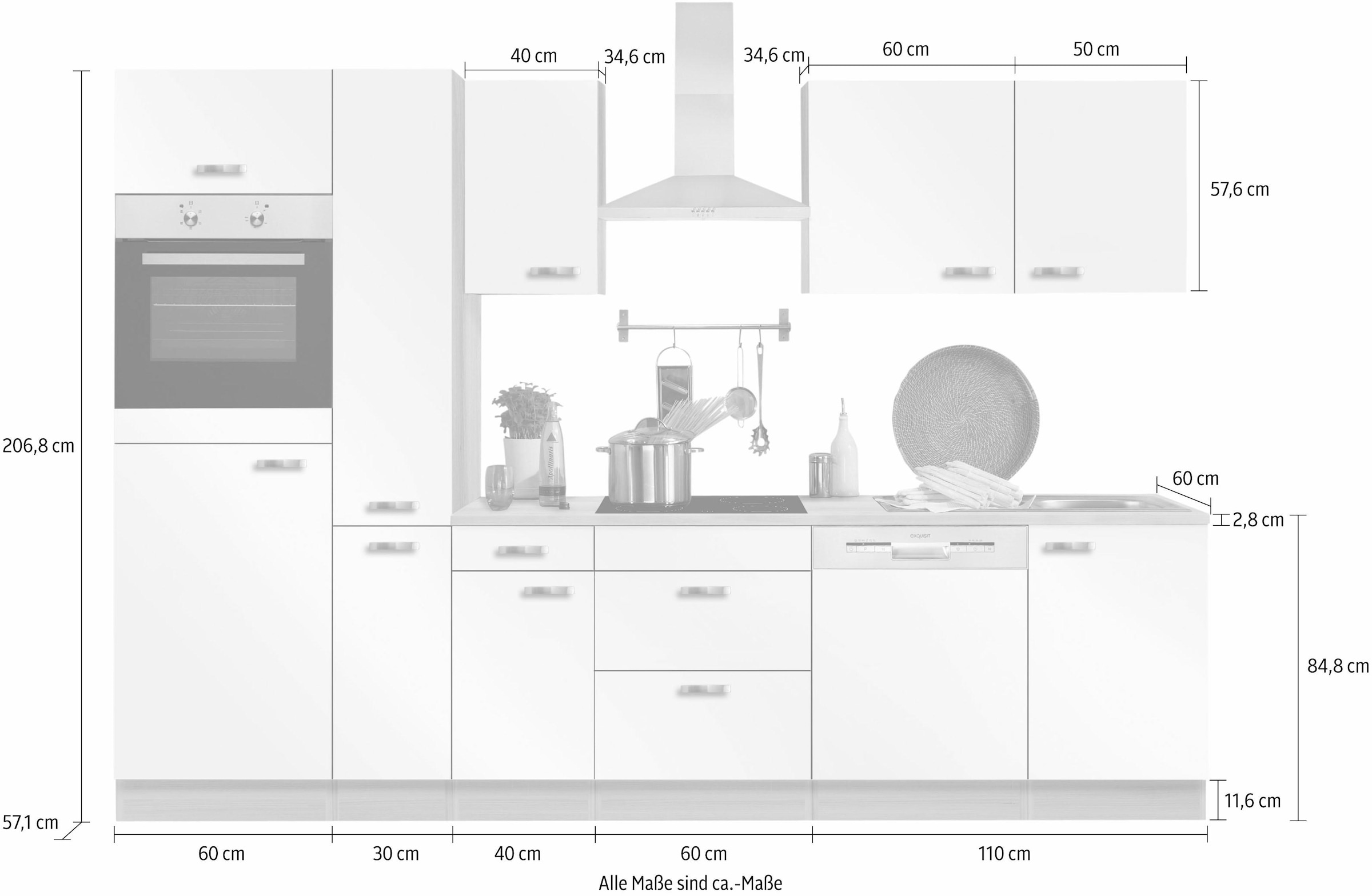 300 cm Küchenzeile E-Geräte, im kaufen Breite OPTIFIT ohne »Faro«, ❤ Jelmoli-Online Shop