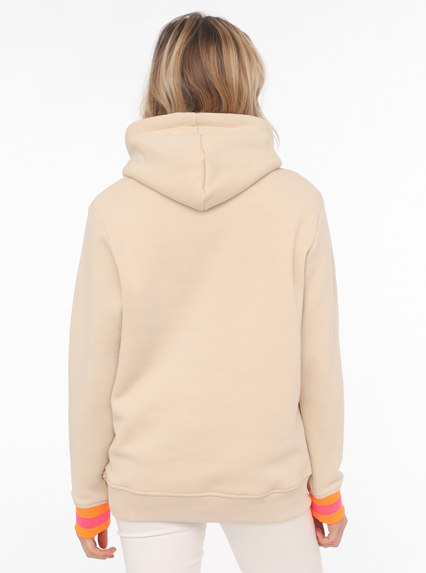 Zwillingsherz Hoodie, Langarm, Kapuze, Neon-Details, Kordelzug, Frontprint, Kängurutasche