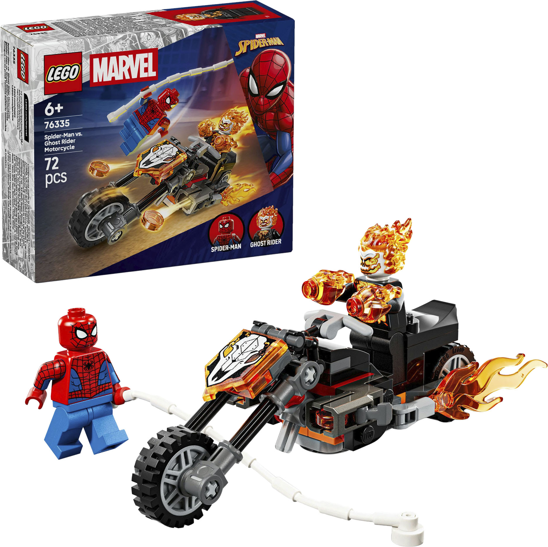 LEGO Konstruktionsspielsteine "Spider-Man vs. Ghost Rider auf seinem Motorrad (76335)" LEGO Super Heroes; Made in Europe