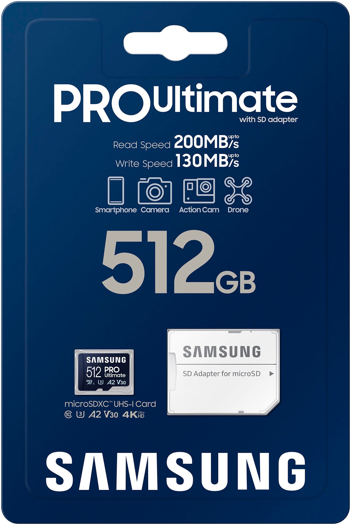 Samsung Speicherkarte »Pro Ultimate«, (Video Speed Class 30 (V30)/UHS Speed Class 3 (U3) 200 MB/s Lesegeschwindigkeit)
