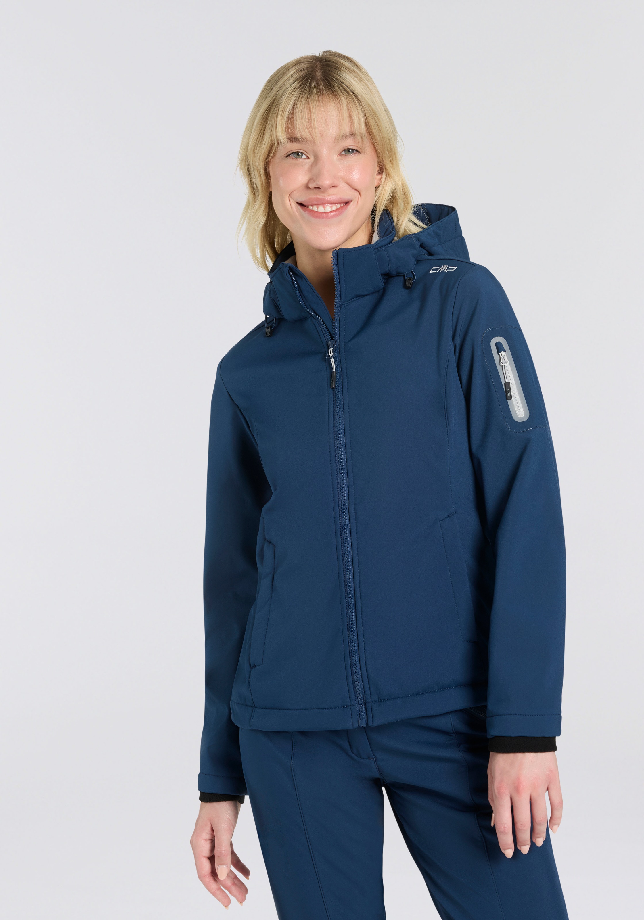 Cmp Damen Blau Ink Softshelljacke "Woman Jacket Zip Hood" Mit Kapuze Mit Kapuze, Wind- Und Wasserabweisend