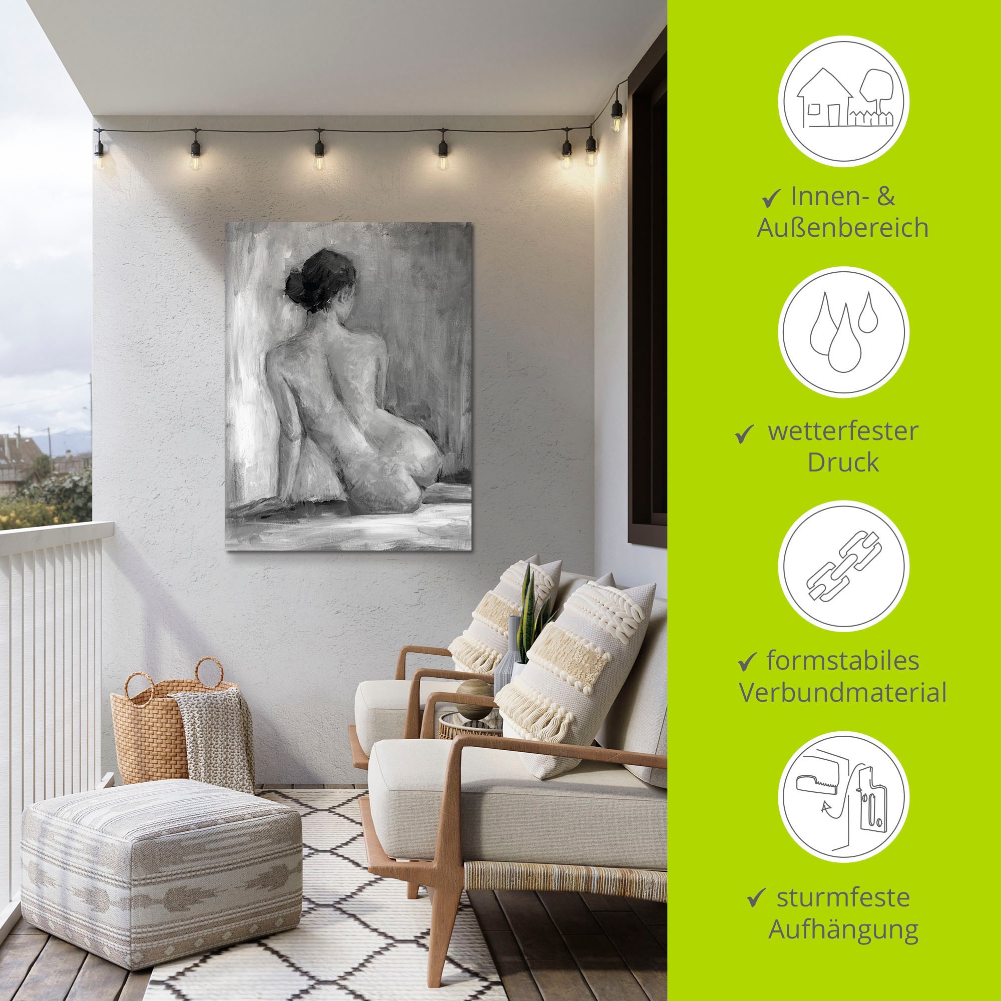Artland Wandbild »Figur in schwarz & weiss I«, Frau, (1 St.), als Alubild, Outdoorbild, Leinwandbild, Poster, Wandaufkleber