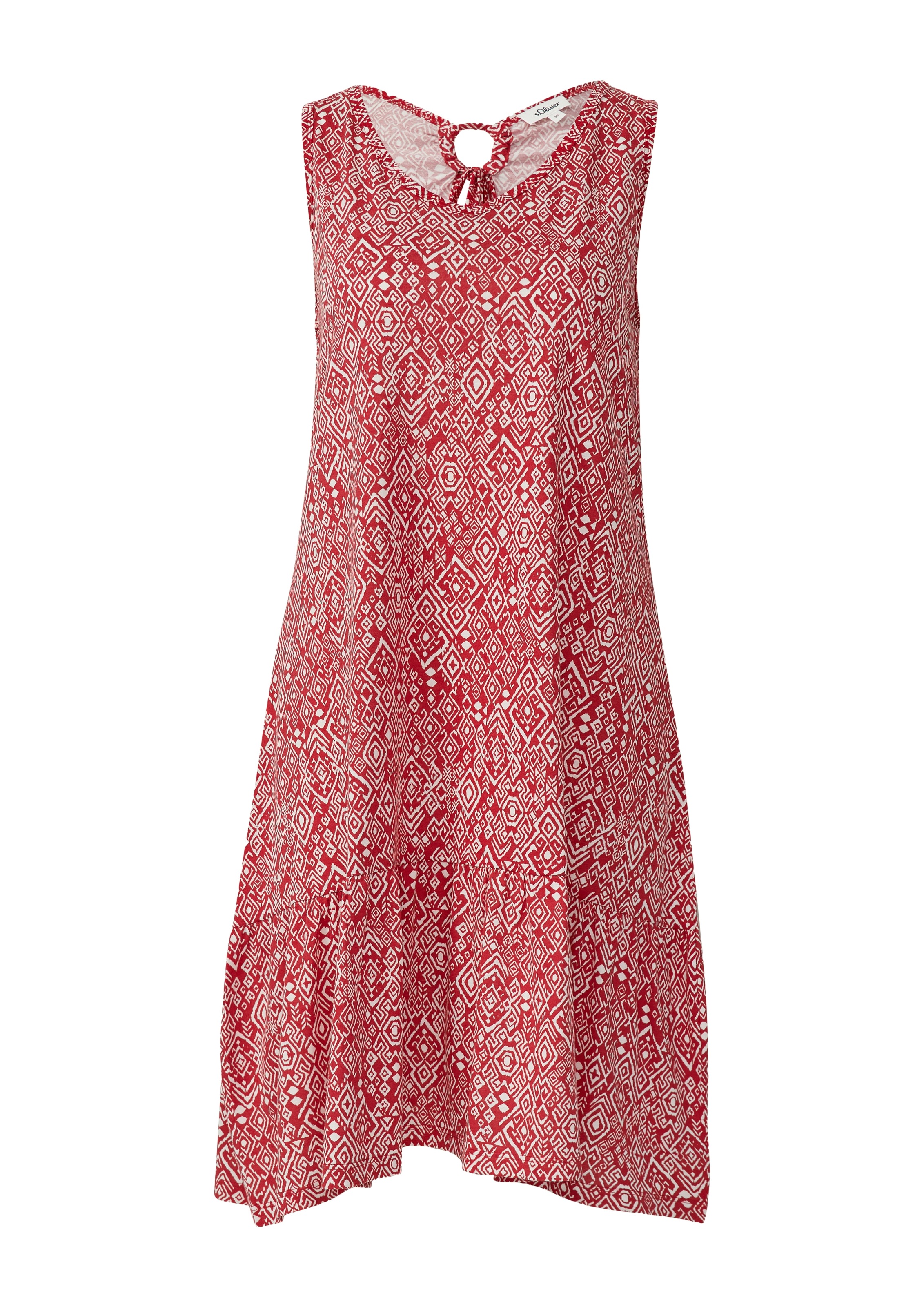 s.Oliver Jerseykleid, Sommerkleid mit All-Over Print und Volant, legere Passform