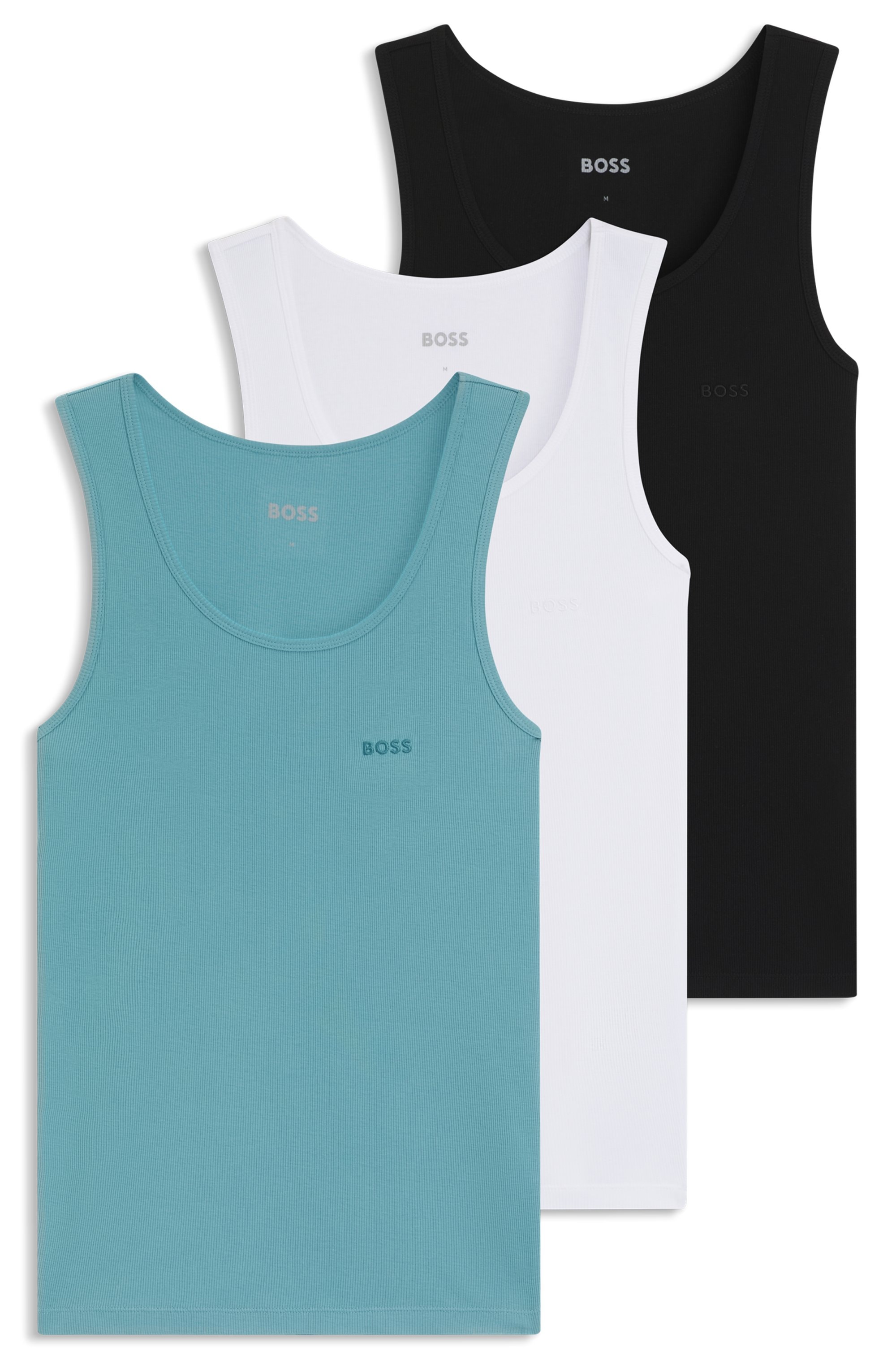 BOSS Tanktop »3P RibClassic BOSS ONE« Ton in Ton Stickerei auf der Brust