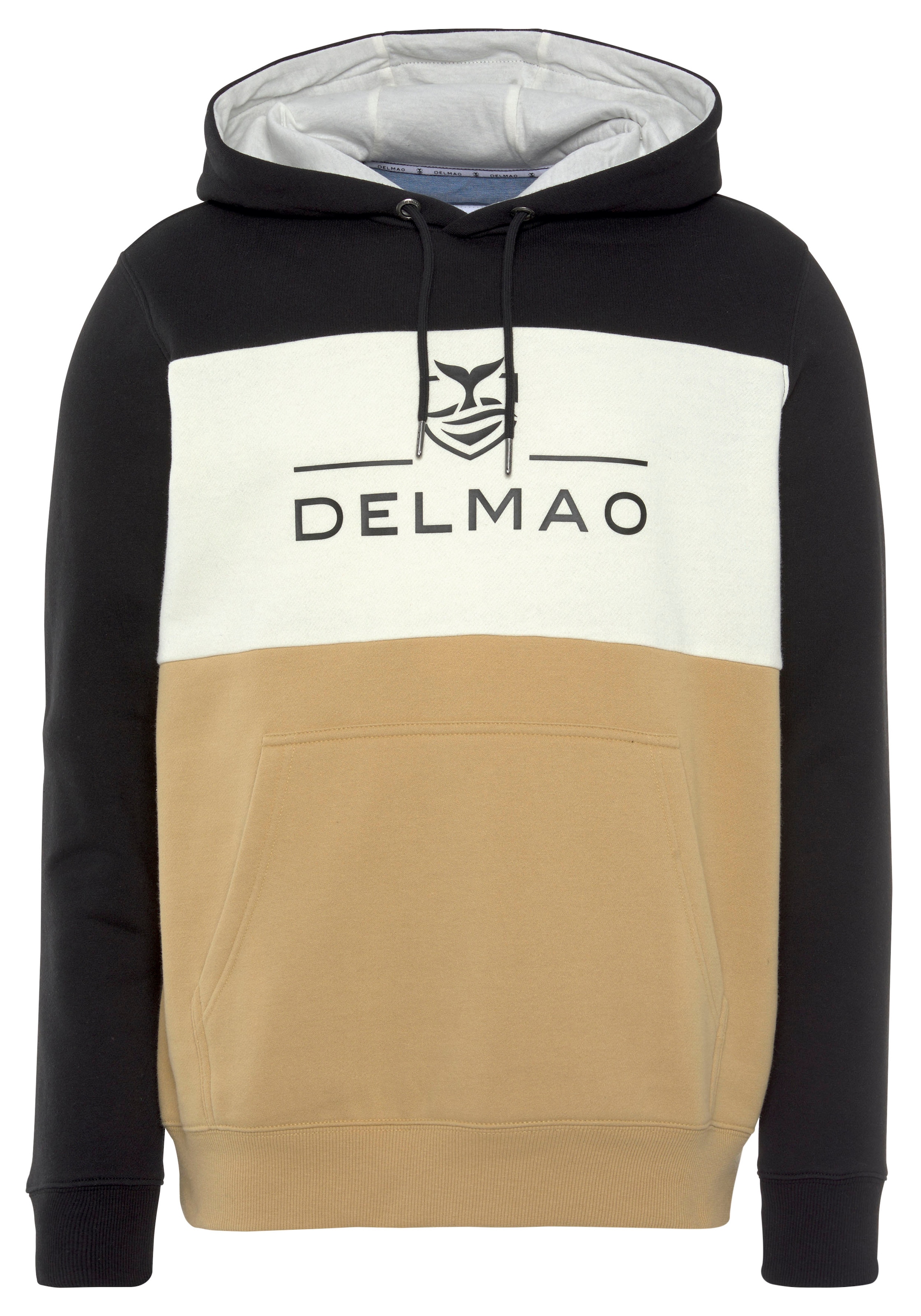 DELMAO Kapuzensweatshirt, Langarm, lockere Passform, Colourblocking-Optik, mit Kapuze