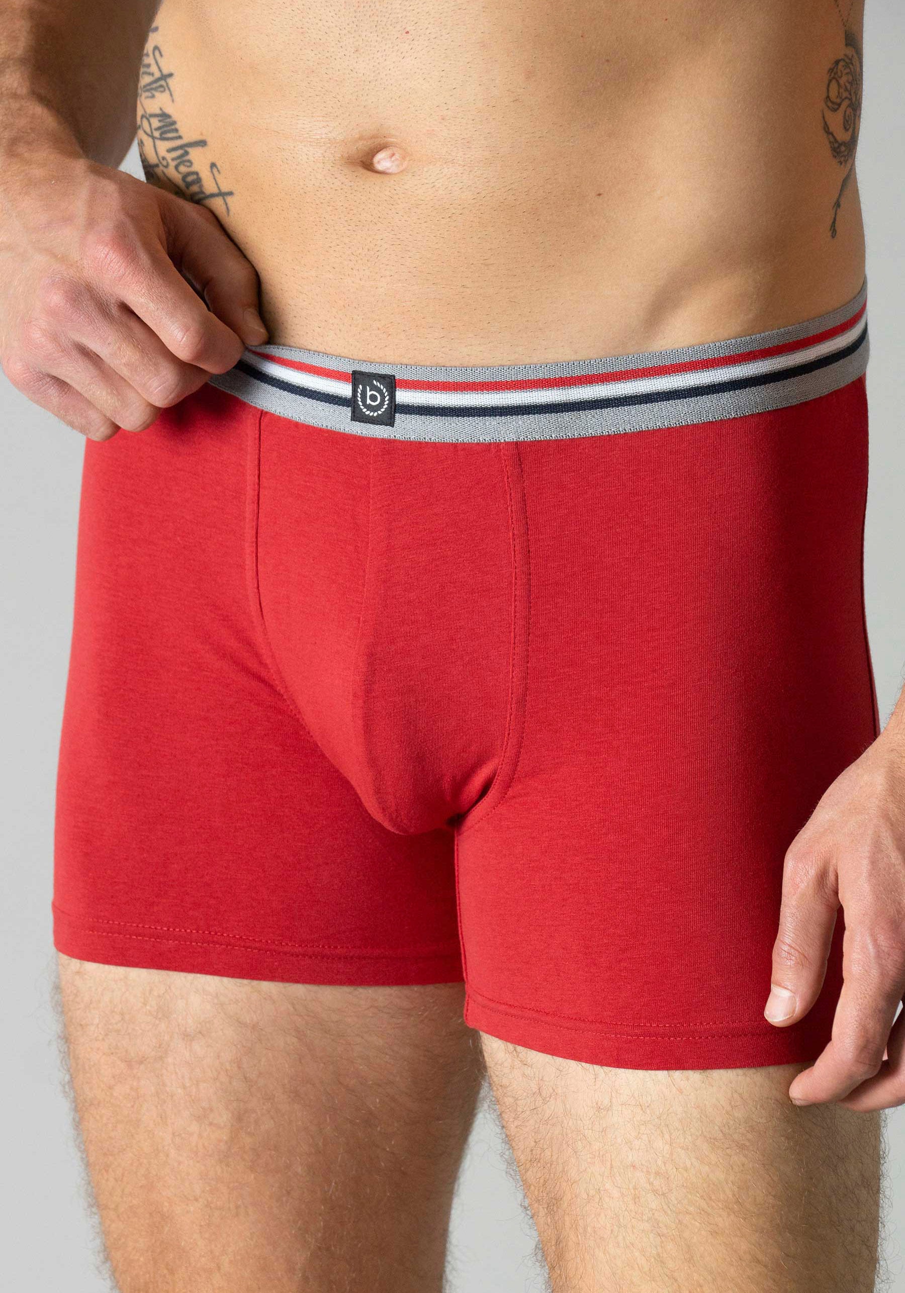 bugatti Boxershorts »Prag«, (3er Pack), bequem, atmungsaktiv, Baumwollmix, mit Logo, eng, lang