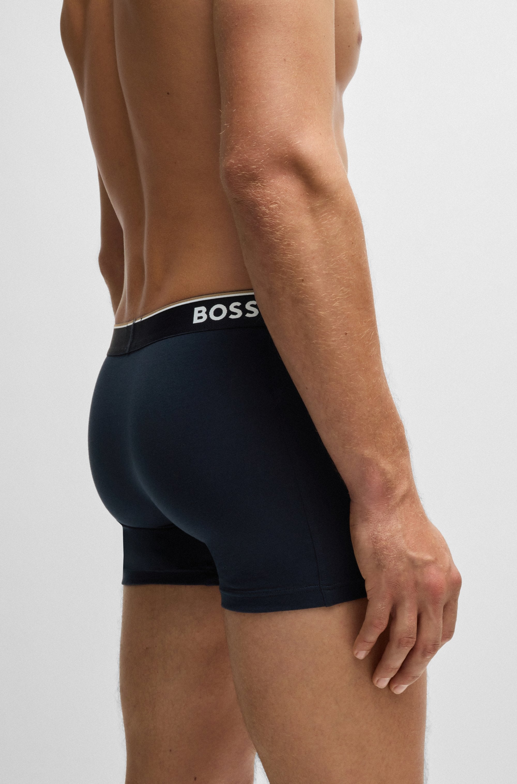 BOSS Langer Boxer »Boxer Brief 3P«, (Packung, 3er-Pack), mit farblich passendem Webbund