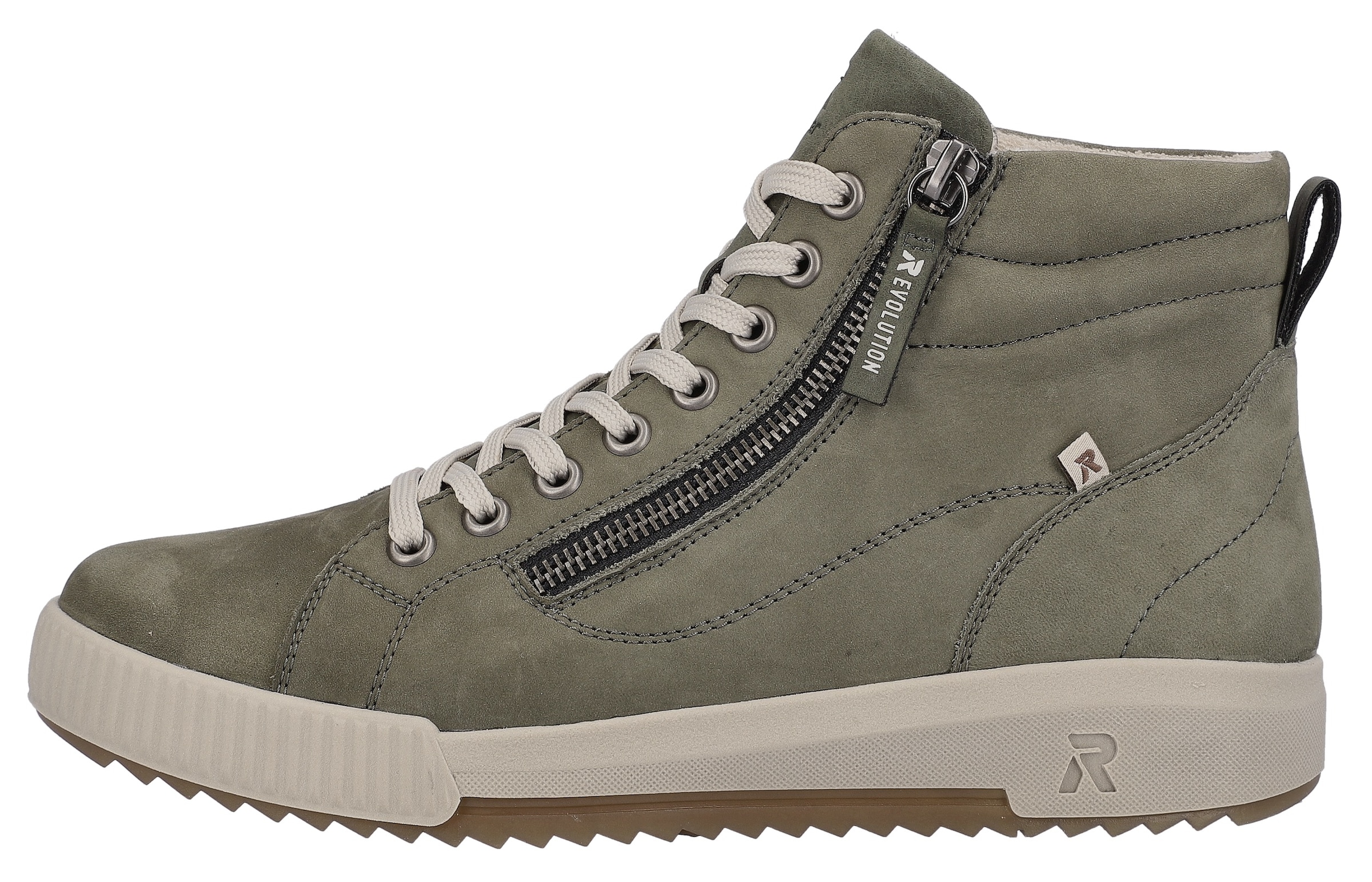 RIEKER Sport Schnürboots, Stiefelette, High Top Sneaker, Freizeitboots mit Reissverschluss