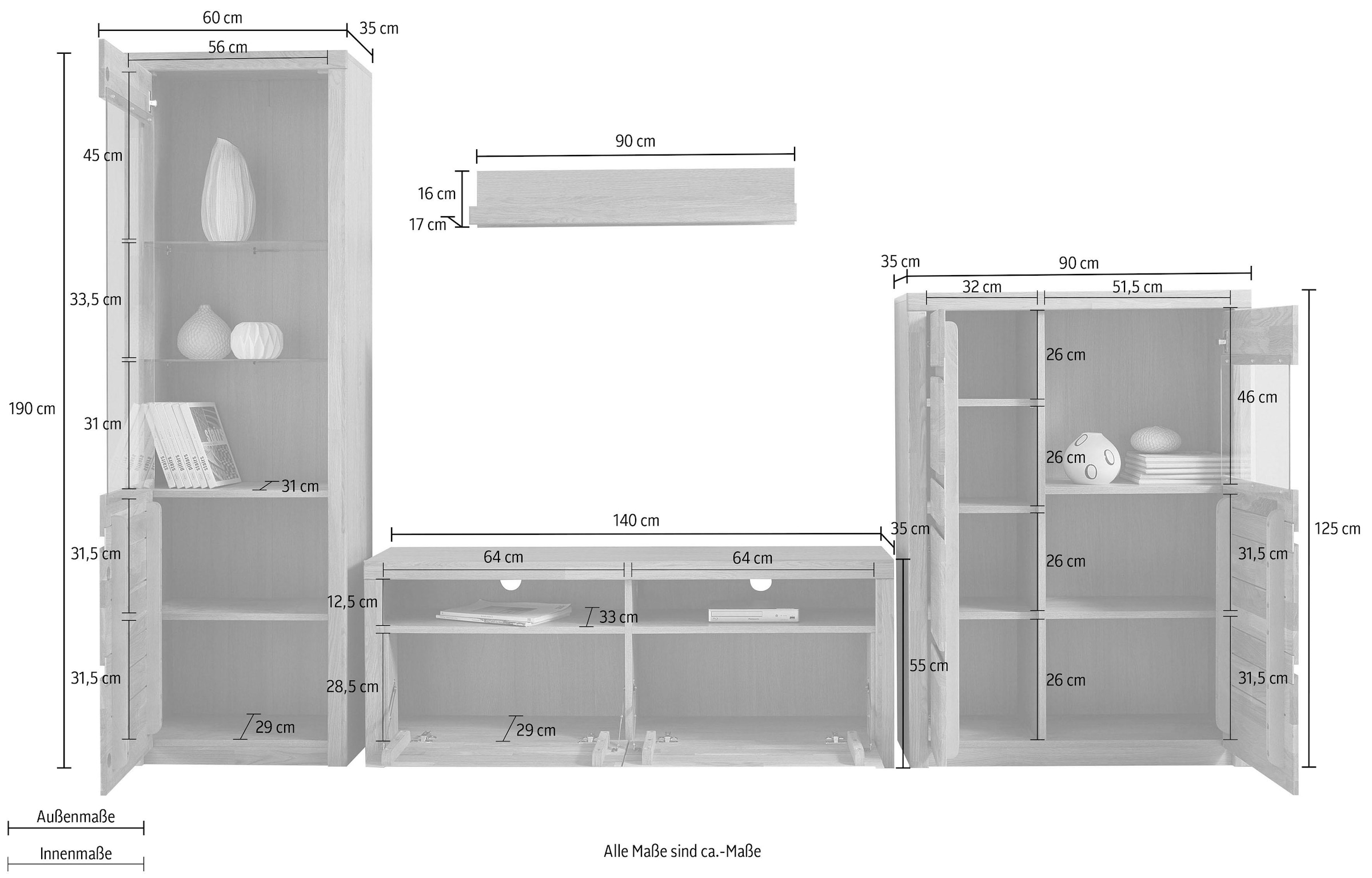 kaufen (Set, | St.), teilmassives Wohnwand Jelmoli-Versand »Silkeborg«, Holz online 4 Woltra