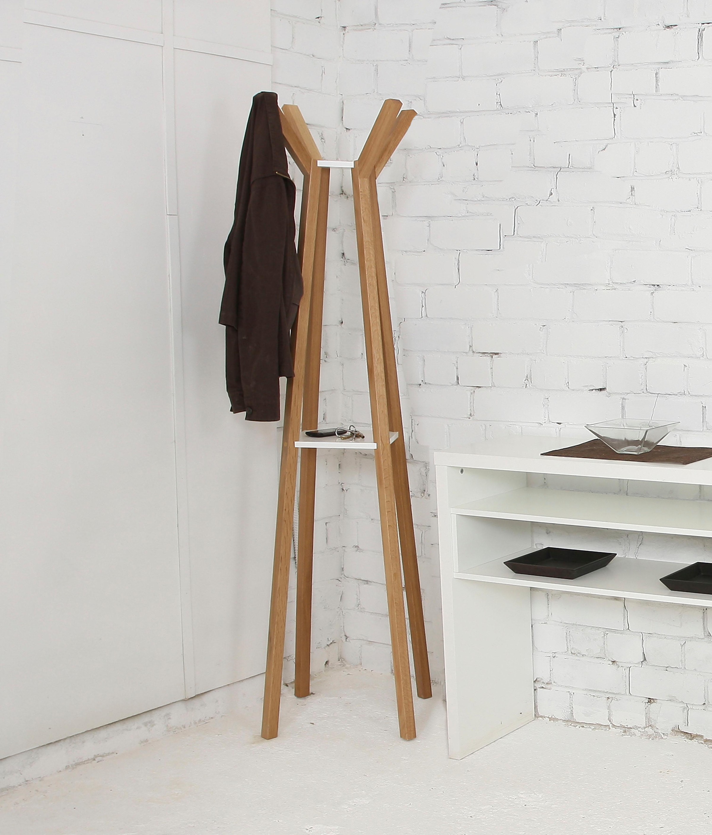 Woodman Garderobe »Monti«, im skandinavian Design, aus massiver Eiche, mit 4 Haken