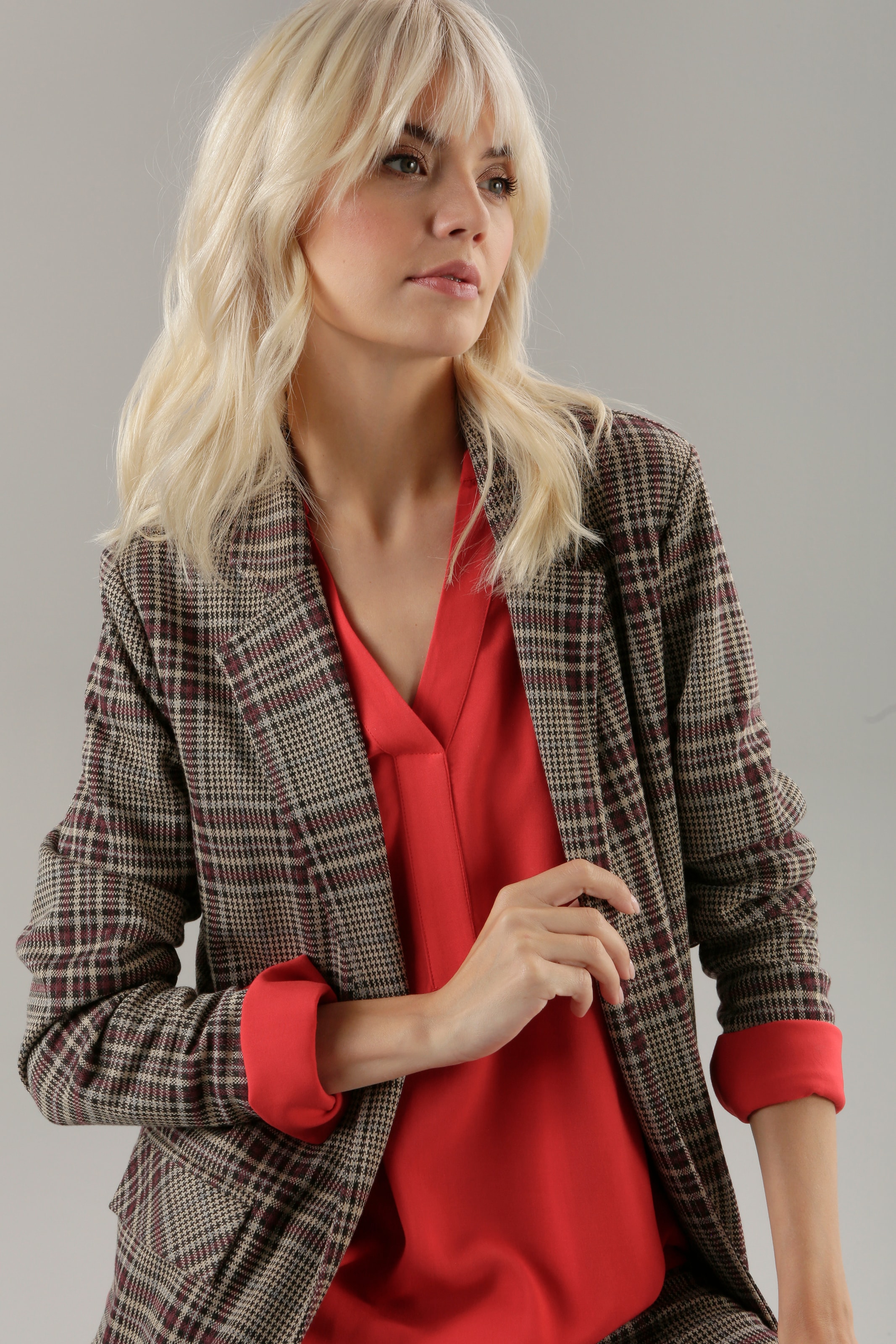 Aniston SELECTED Longblazer, mit Schulterpolstern und trendy Karo-Muster  online bestellen | Jelmoli-Versand
