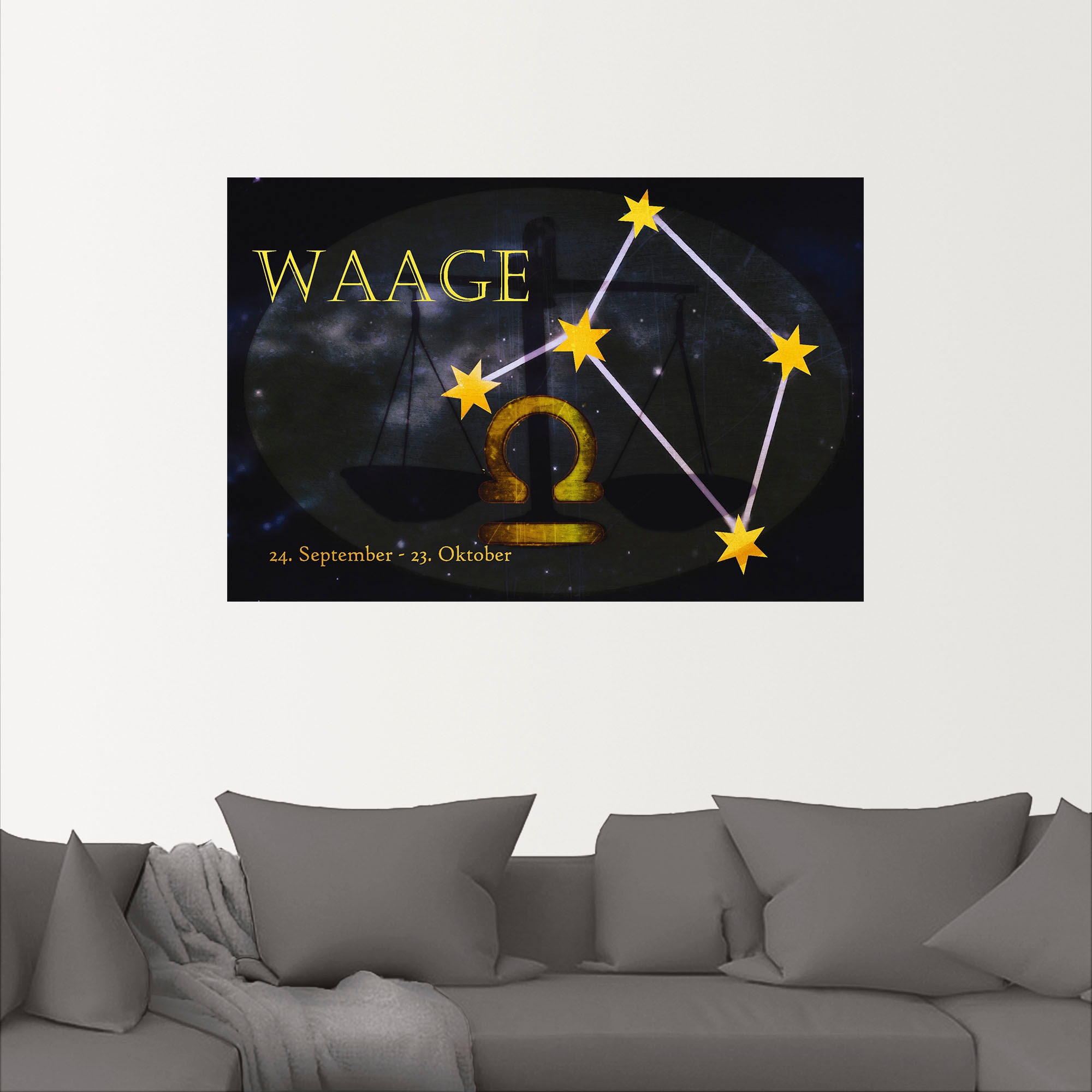 Artland Wandbild »Sternzeichen - Waage«, Bilder von Sternzeichen, (1 St.), als Leinwandbild, Poster, Wandaufkleber in verschied. Grössen