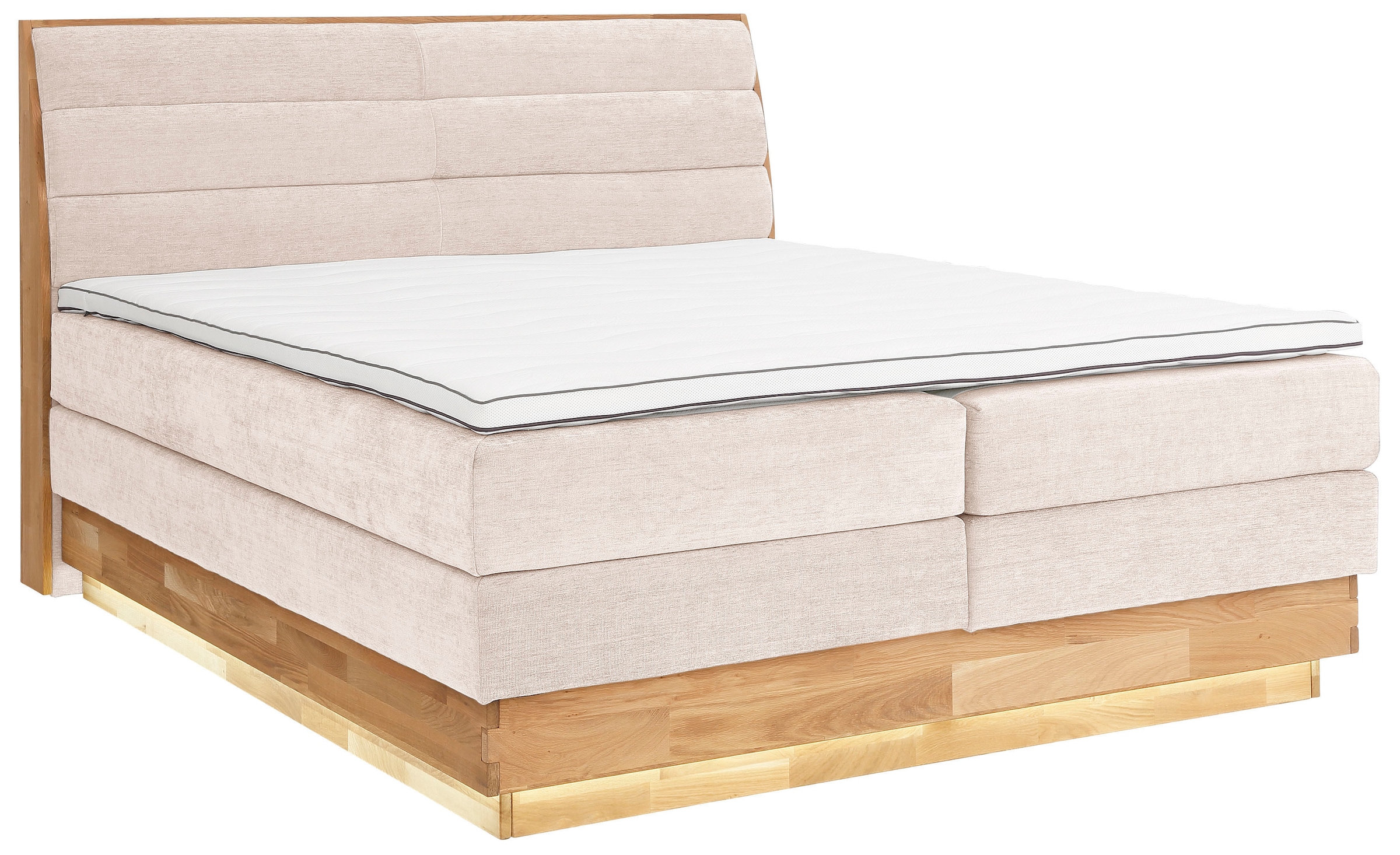 GOODproduct Boxspringbett, LED-Beleuchtung, mit zertifizierten, recycelten Bezugsstoffen