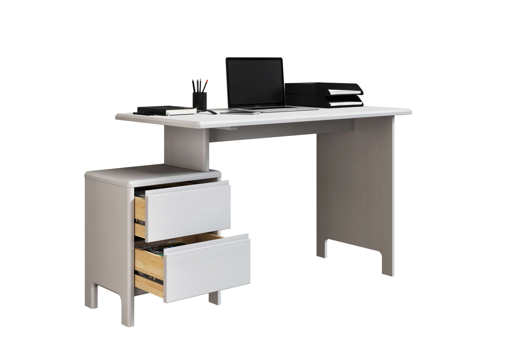 Home affaire Schreibtisch »Luven, Computertisch,«, zertifiziertes Massivholz, mit 2 Schubkästen, Breite 120-140 cm