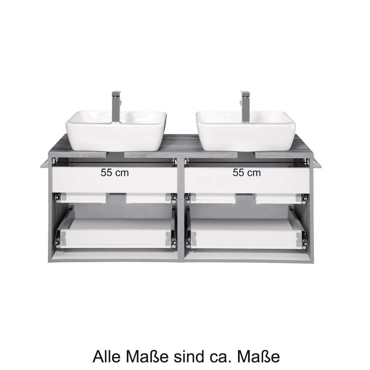 welltime Doppelwaschtisch »Malibu«, mit Soft-Close, Breite 120 cm