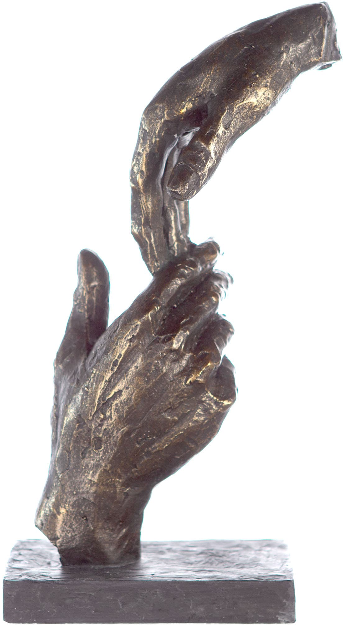 Casablanca by Gilde Dekofigur »Skulptur Two Hands, bronzefarben/grau«, Dekoobjekt, Höhe 29 cm, Hände, mit Spruchanhänger, Wohnzimmer