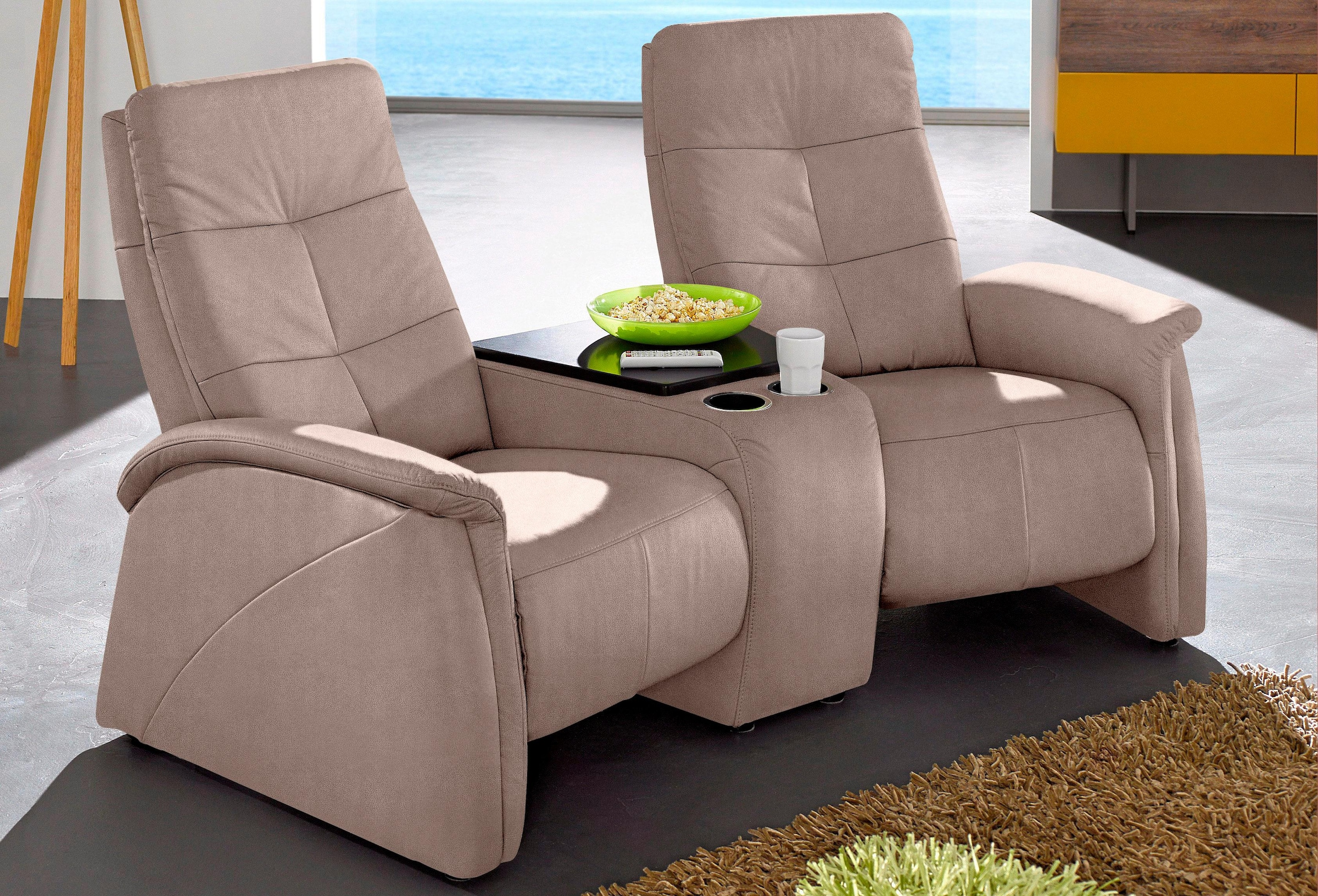 exxpo - sofa fashion 2-Sitzer "Tivoli, Kinosofa, bequem," mit Relaxfunktion, integrierter Tischablage und Stauraumfach