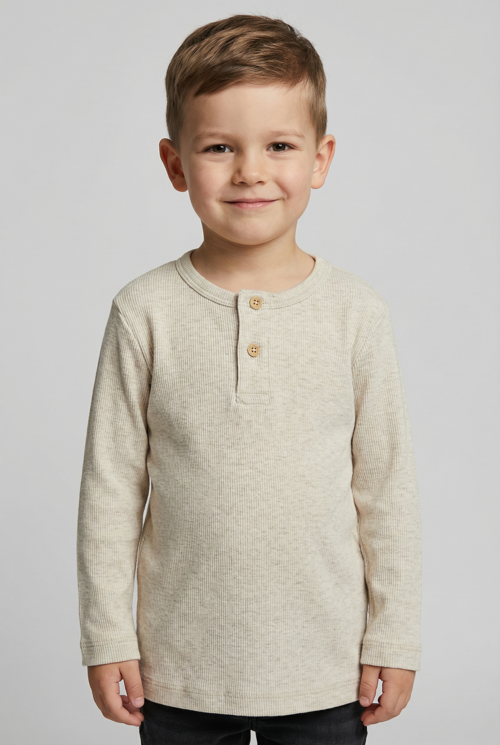 Name It Langarmshirt "NMMKAB LS TOP NOOS" Im Henley-Stil - mit kurzer Knopfleise, normal geschnitten