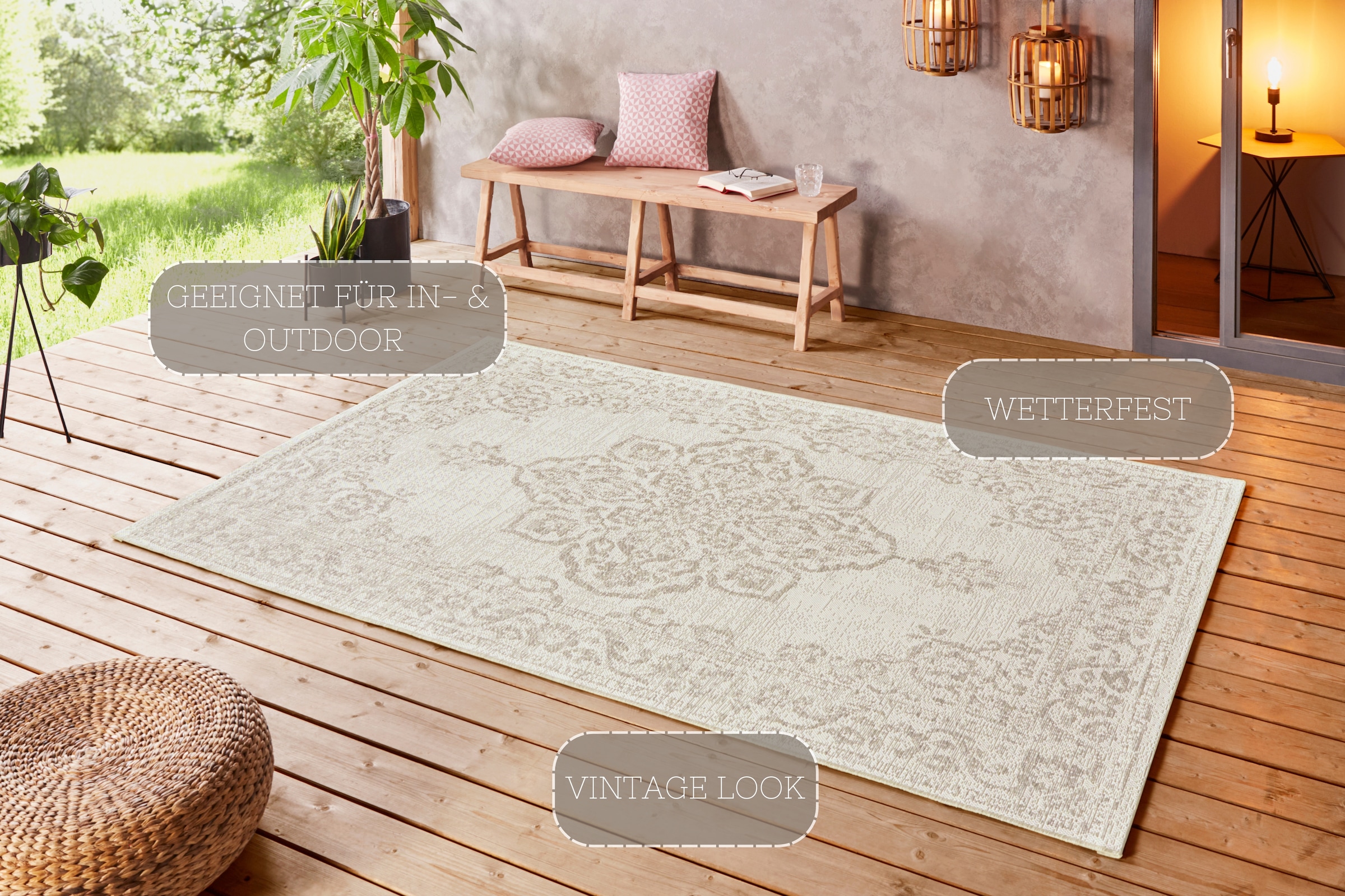 HANSE Home Teppich »Tilos«, rechteckig, 8 mm Höhe, In- & Outdoor, Kurzflor, Orientalisch, Vintage, Wohnzimmer, Garten