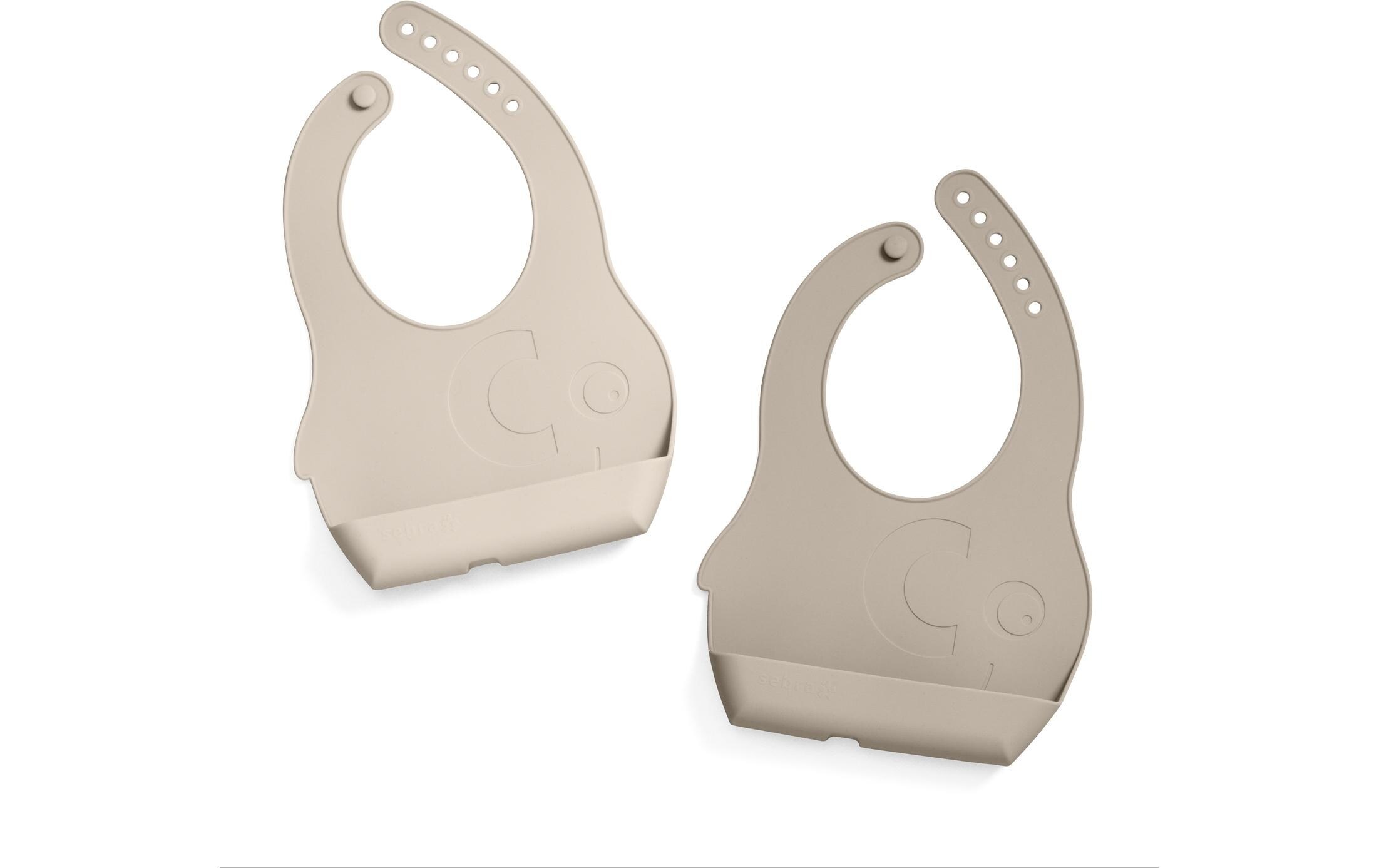 Lätzchen »sebra Silikon Fanto 2er Set Jetty Beige 31 x 21 cm«, (2x Latzchen)