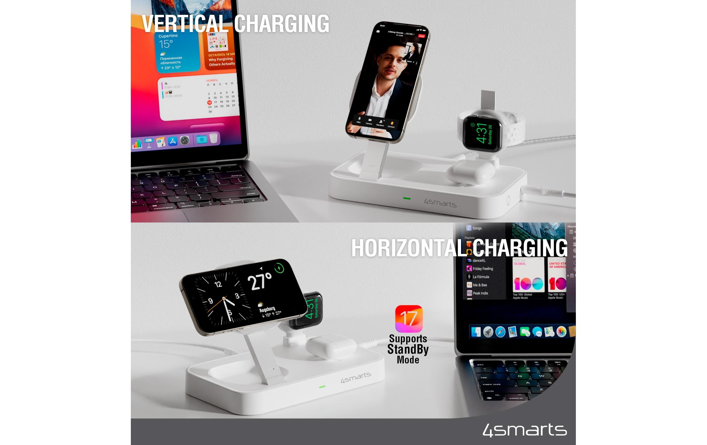 4smarts USB-Ladegerät »Qi2 Weiss«