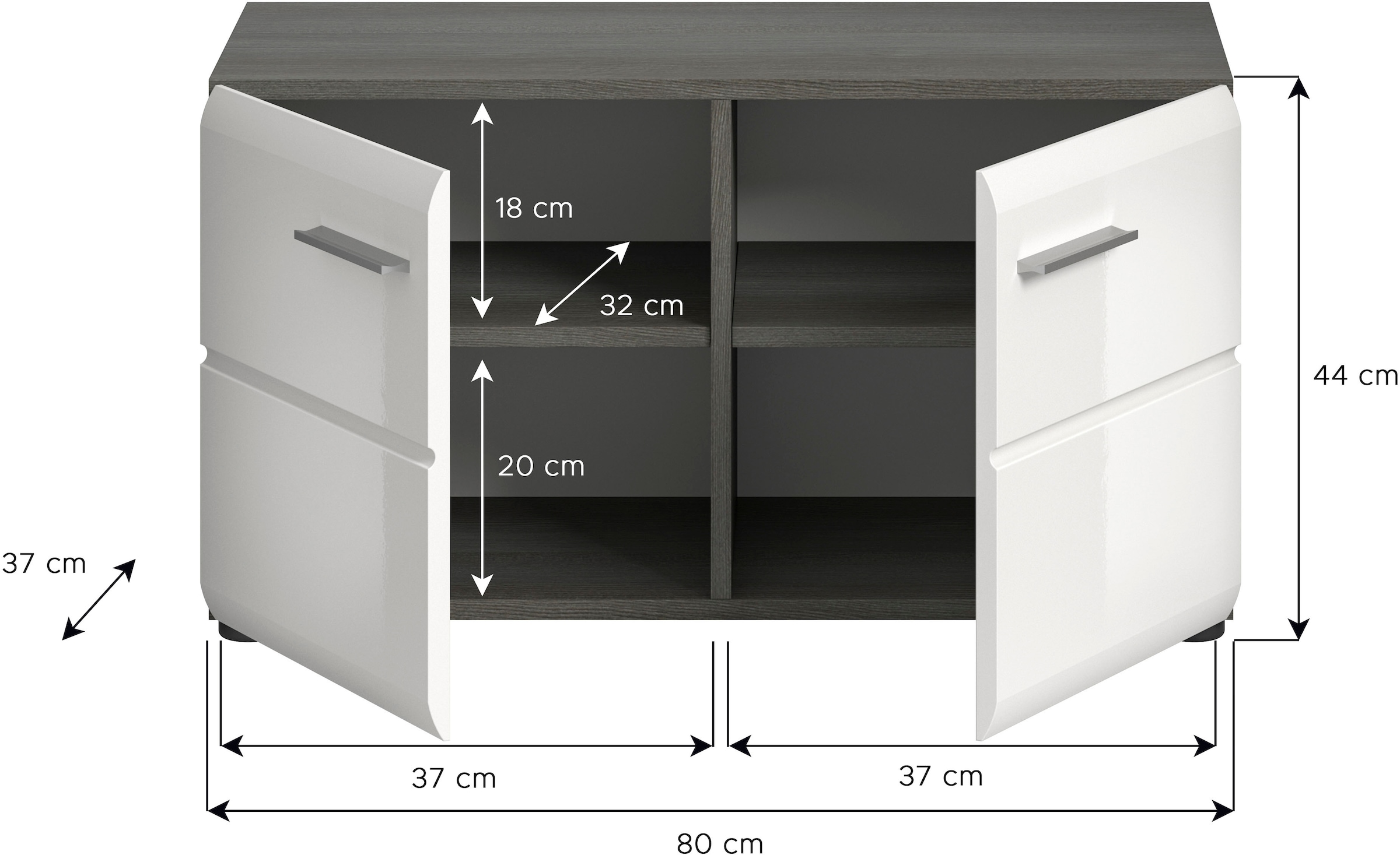 INOSIGN Sitzbank »Rumba, Breite 80cm, Hochglanz Front, 2 Türen, 2 Einlegeböden, 4 Fächer«, Schuhbank, Schuhschrank, Flurbank, Flurmöbel