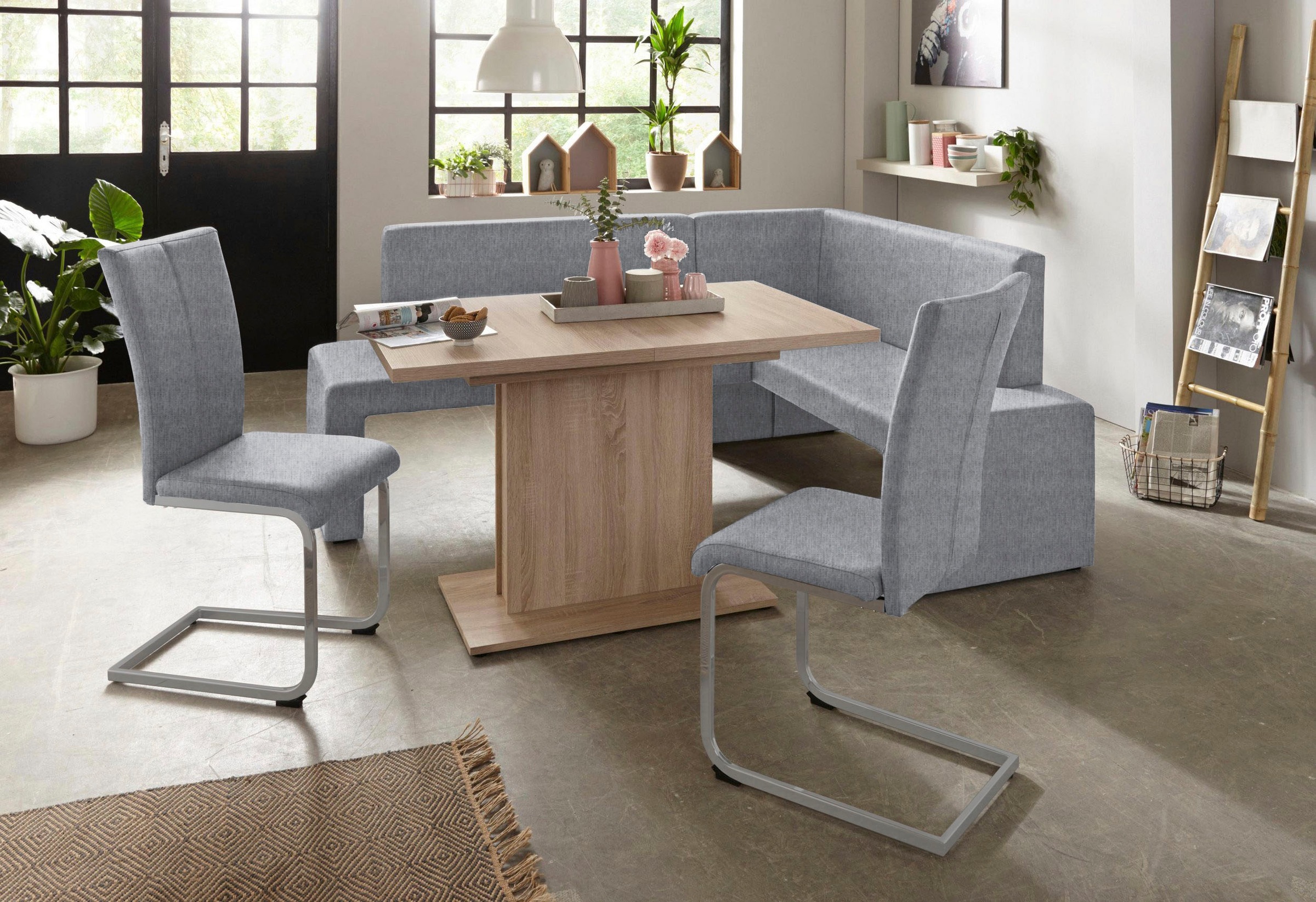Home affaire Freischwinger »Alex«, (Set), 2 St., Struktur 2, Stuhl belastbar bis 120 Kg, Gestell im Chrom-Look