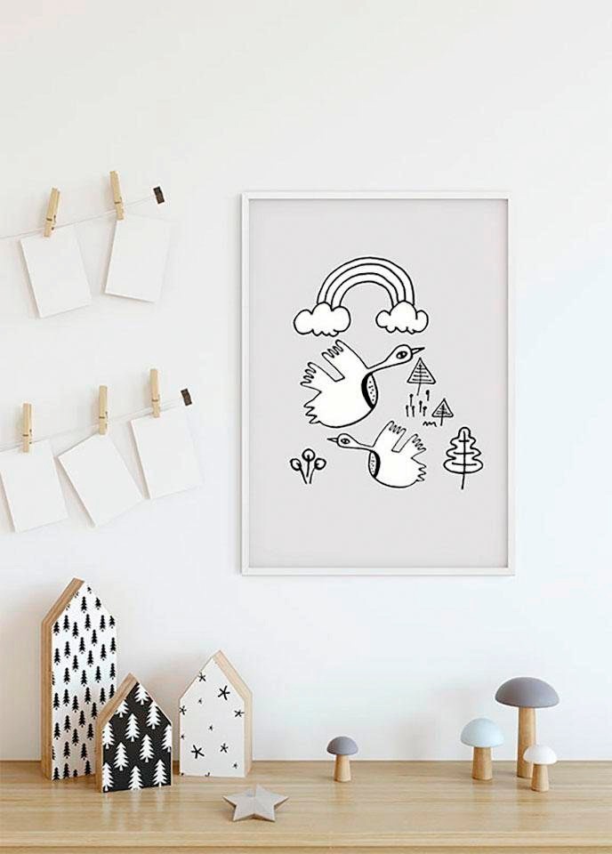 ❤ Komar Poster »Scribble Birdy«, (1 Shop Kinderzimmer, Schlafzimmer, Jelmoli-Online bestellen im St.), Wohnzimmer Tiere