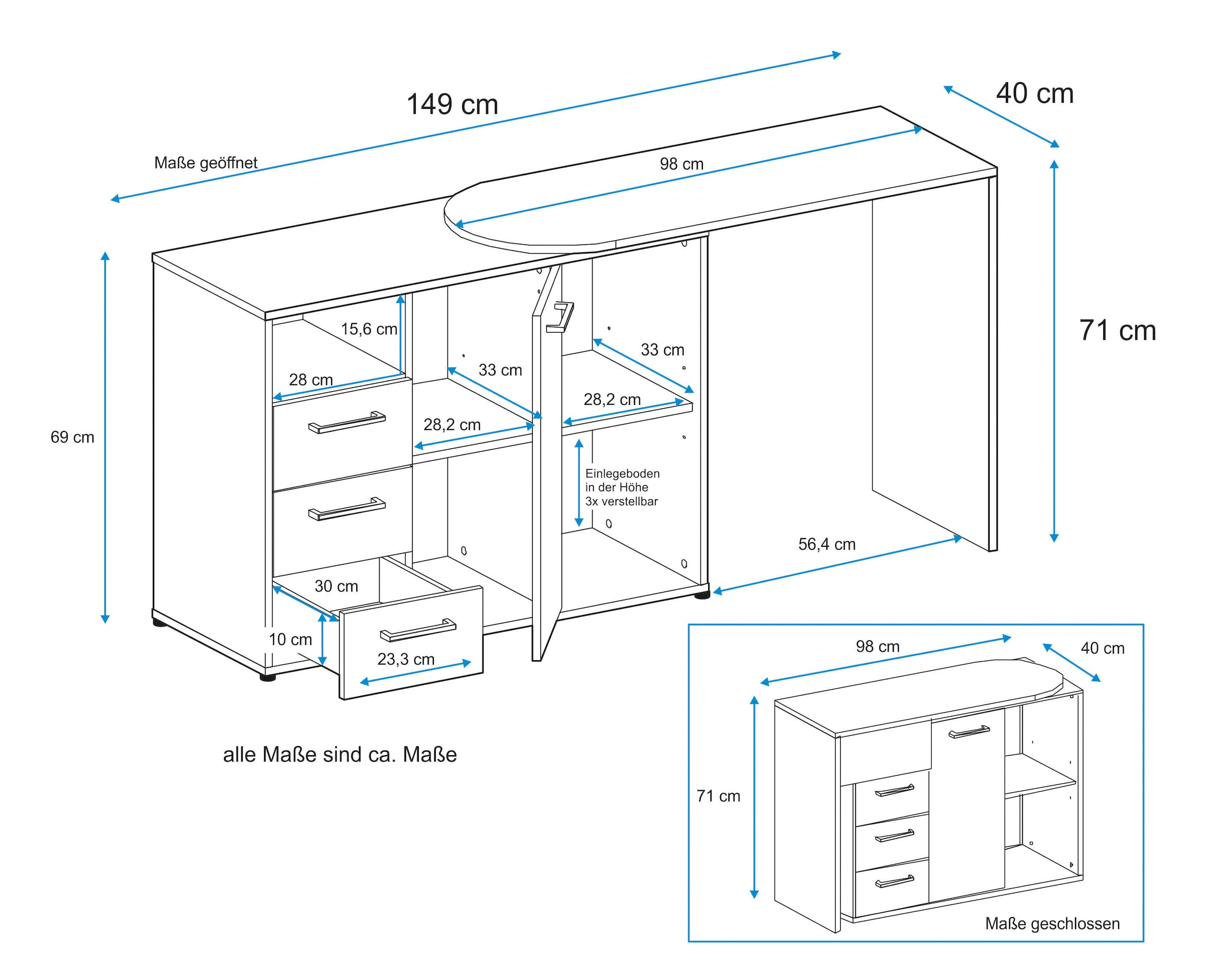 VOGL Möbelfabrik Schreibtisch, schwenkbare Tischplatte, platzsparend, Made in Germany