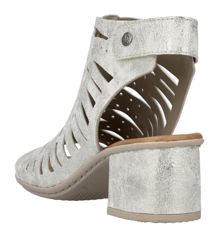 Rieker Sandalette, Sommerschuh, Sandale, Blockabsatz, im Metallic-Look